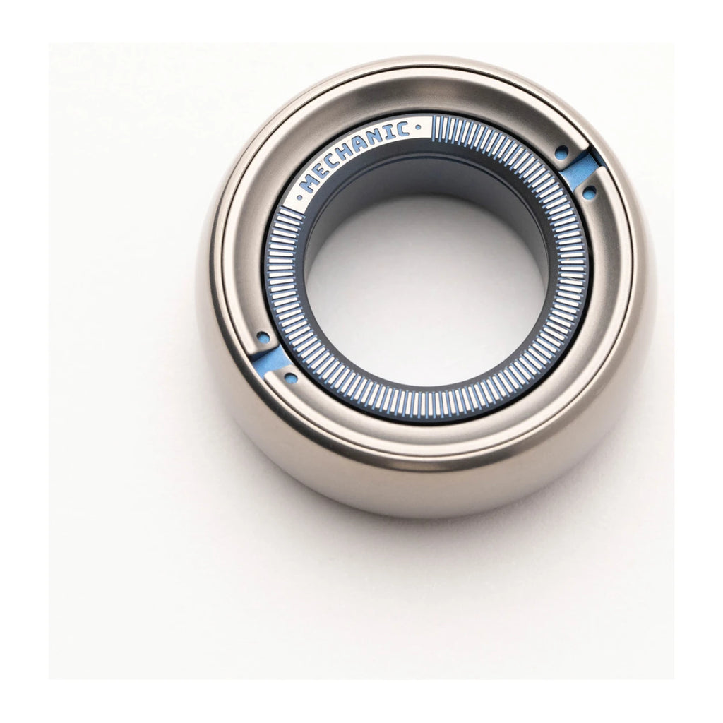 Mechanic C Titanium Fidget Ring – Ratchet EDC Desk Toy – Blue Titanium variant