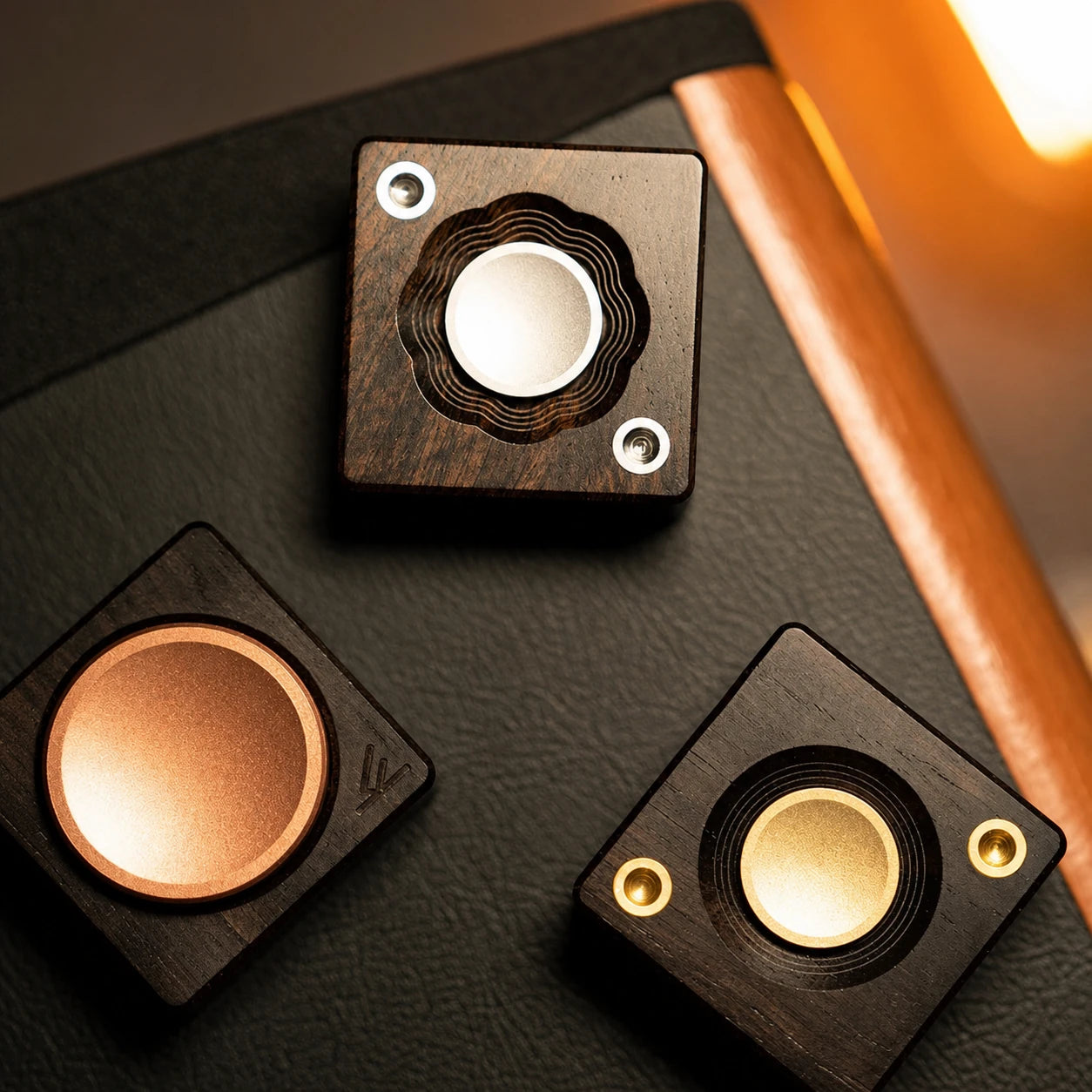 Ebony Wood Fidget Spinner – Brass & PEI Square EDC Rotor – main product image 1