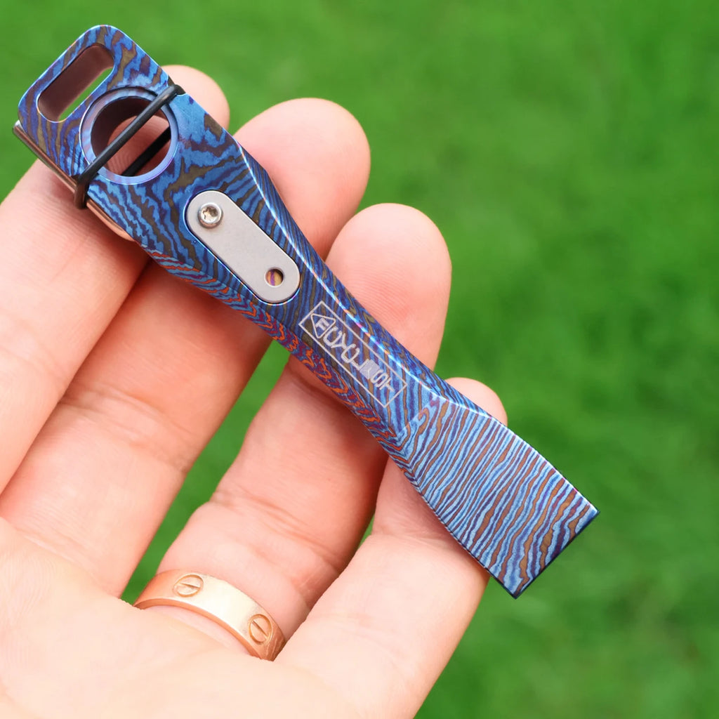 Fox Tail Titanium Pry Bar & Bottle Opener – Pocket EDC Tool – Titanium Horse variant