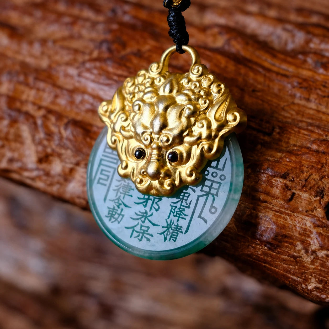 Green Quartzite Jade Pendant – Rotating Guardian Coin Necklace – main product image 1