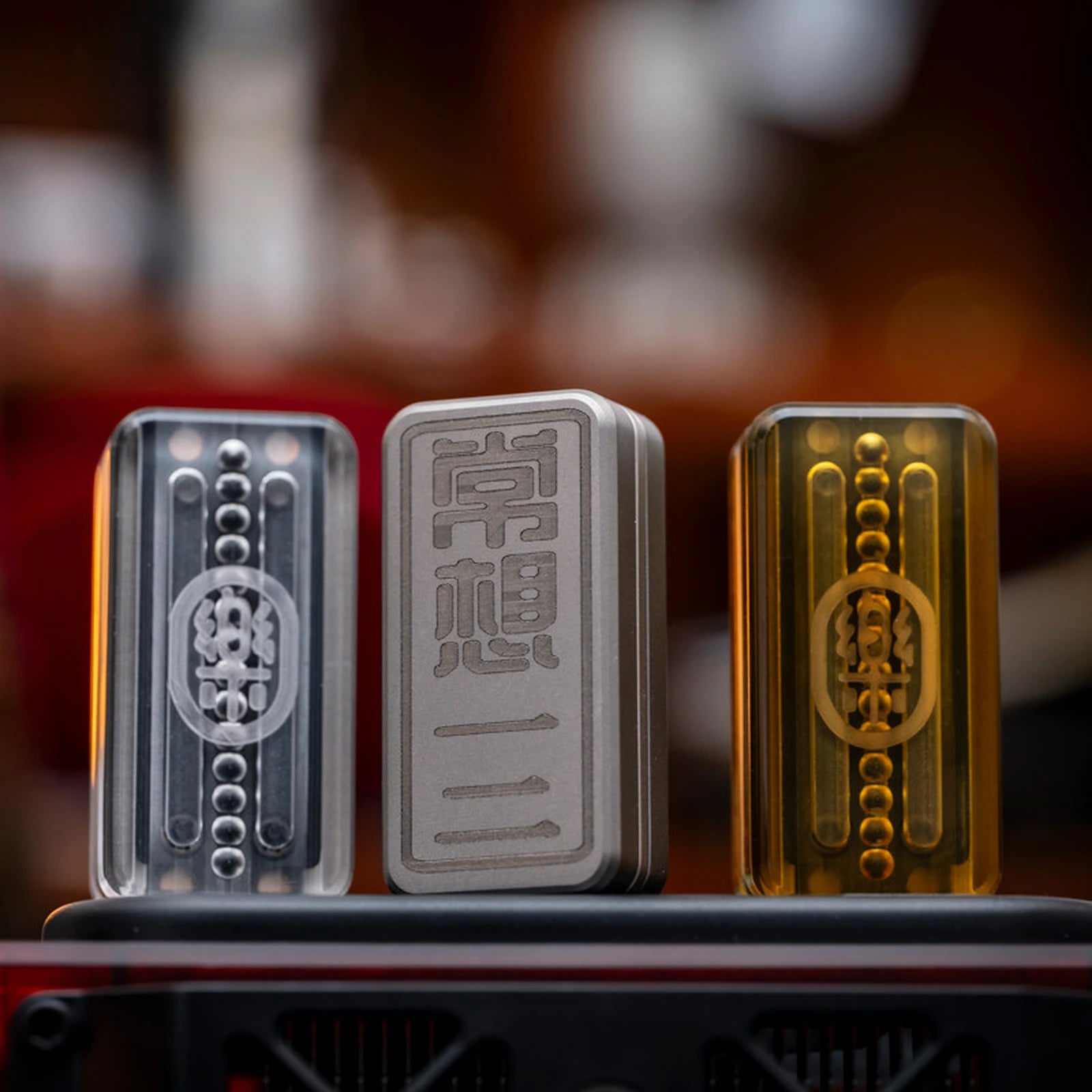 Fidget Slider with Meteorite Inlay and Titanium Mechanical Frame product view 1