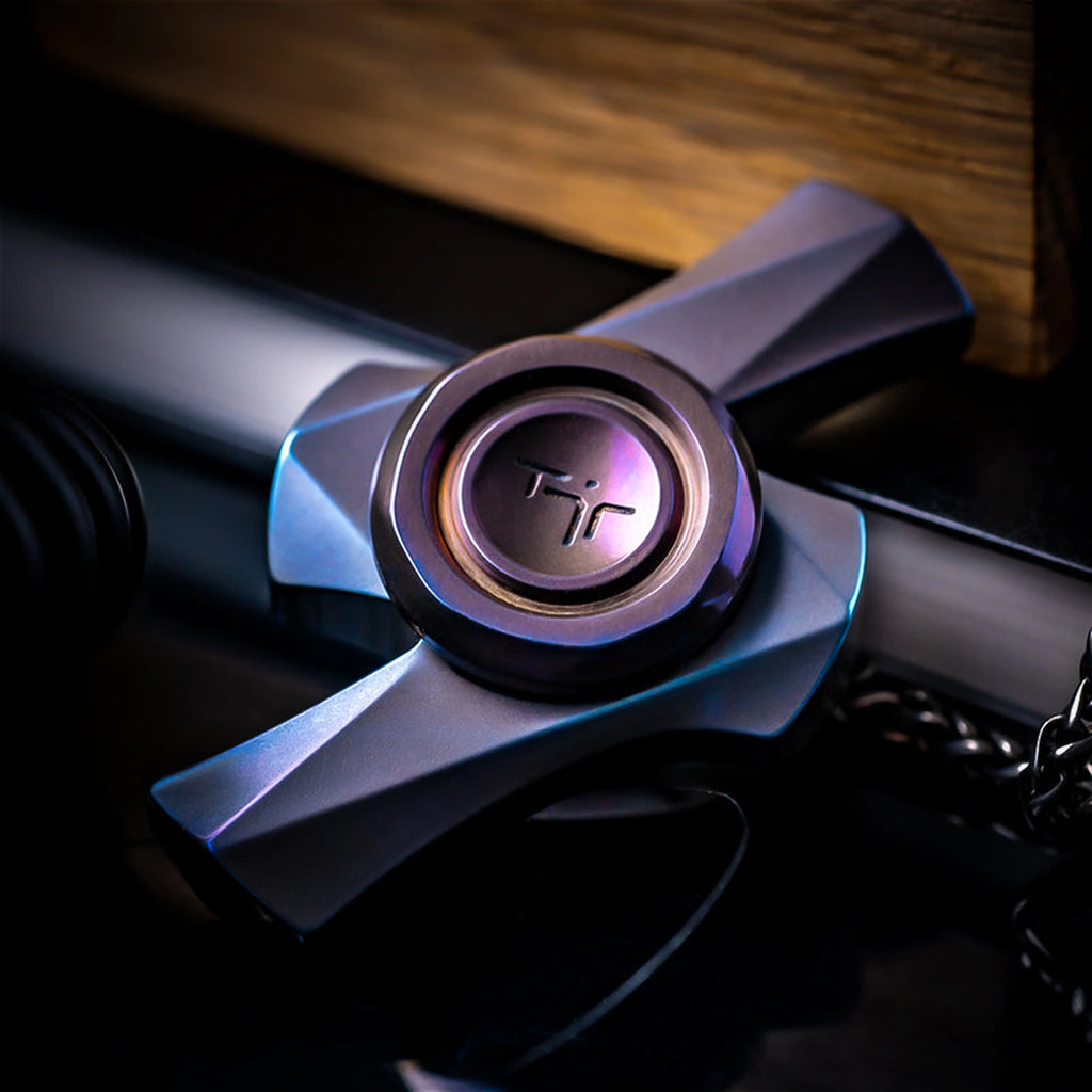 Fidget Spinner with Two-Lobe Titanium Body and Faceted Wing Design product view 1