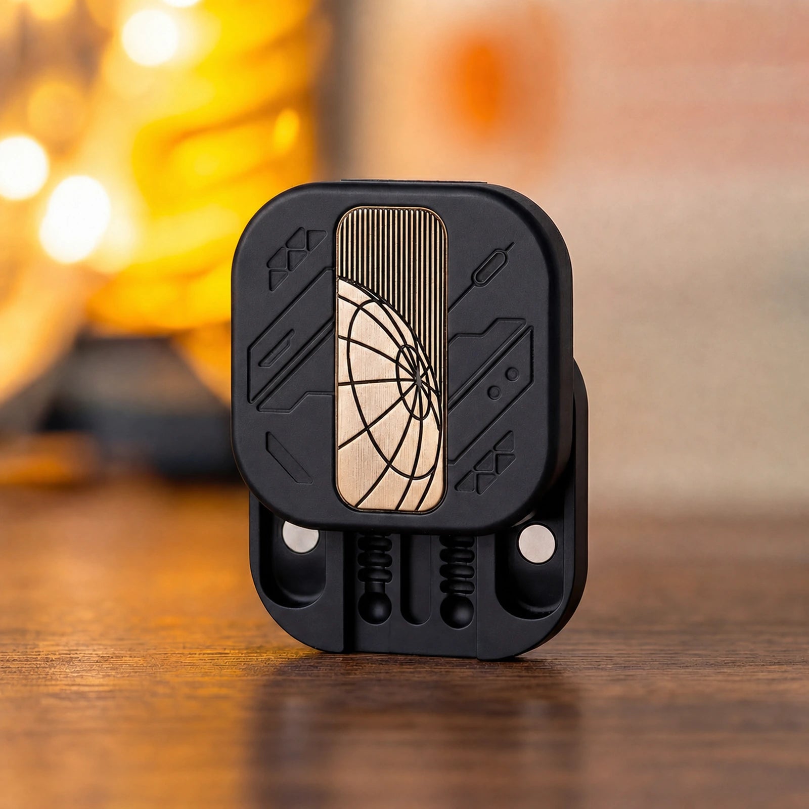 white PEEK magnetic fidget slider with engraved copper track plate product view 1