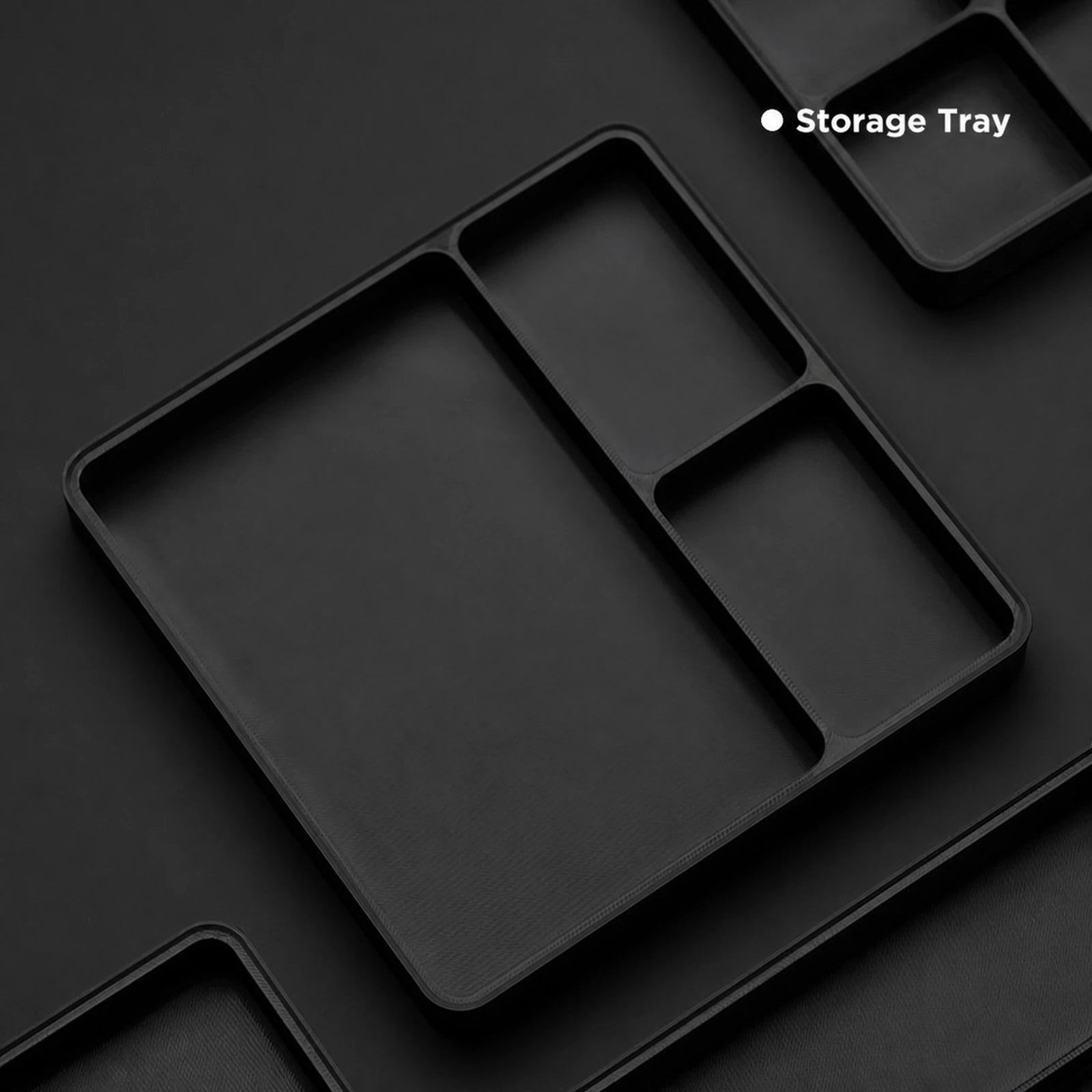 Black modular EDC organizer tray with large and small compartments