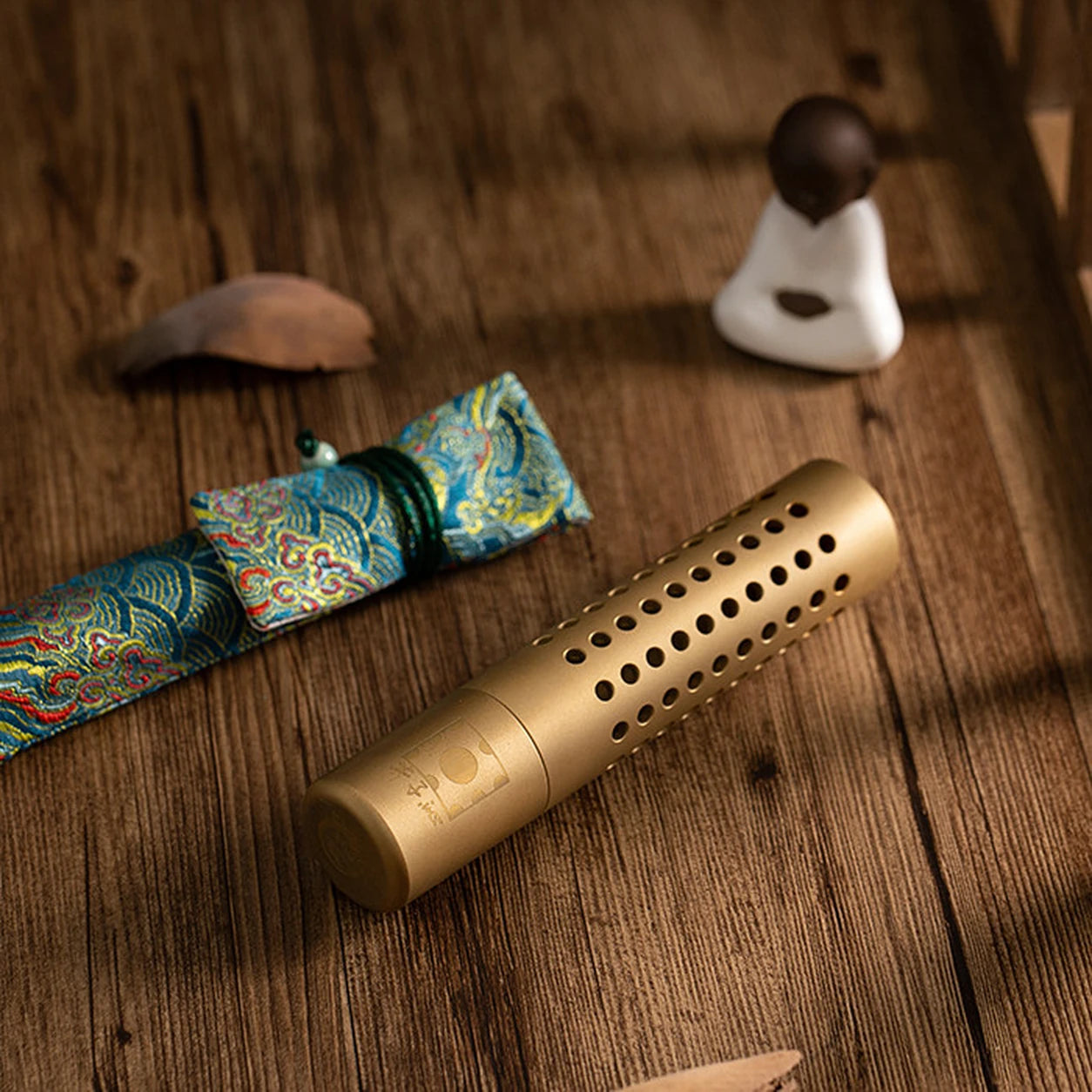 Solid Brass Incense Holder & Case – Portable Stick Burner – main product image 2