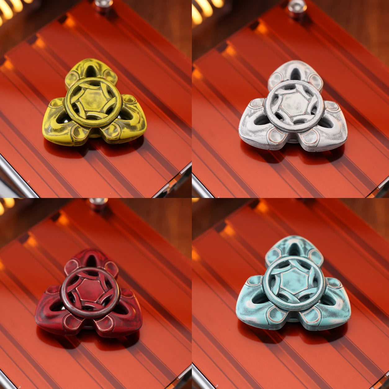 Snake Pattern Metal Fidget Spinner – Ceramic Finish EDC Toy – Ceramic-Coated Random Color variant