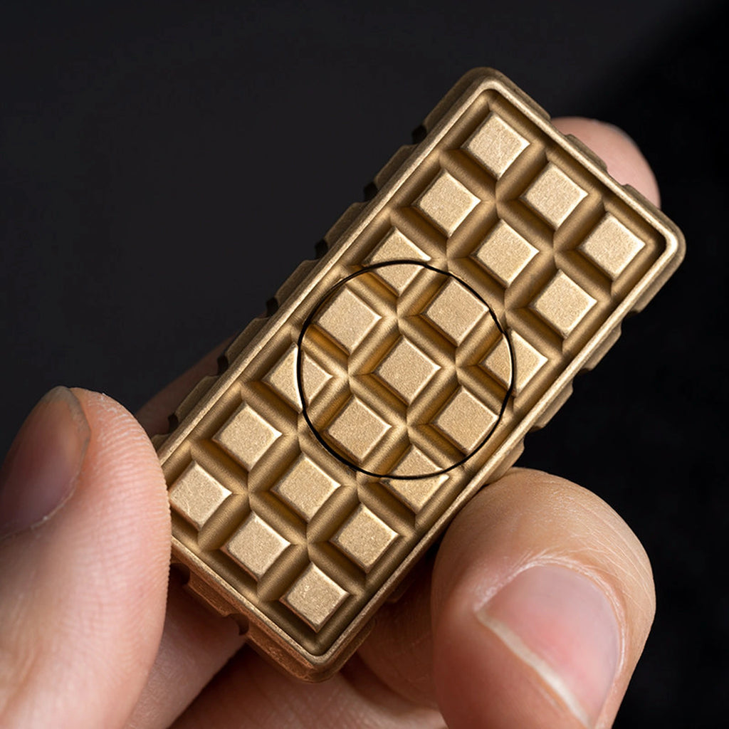 Fidget Spinner Block with Grid Texture and Bronze Stonewashed Finish product view 2