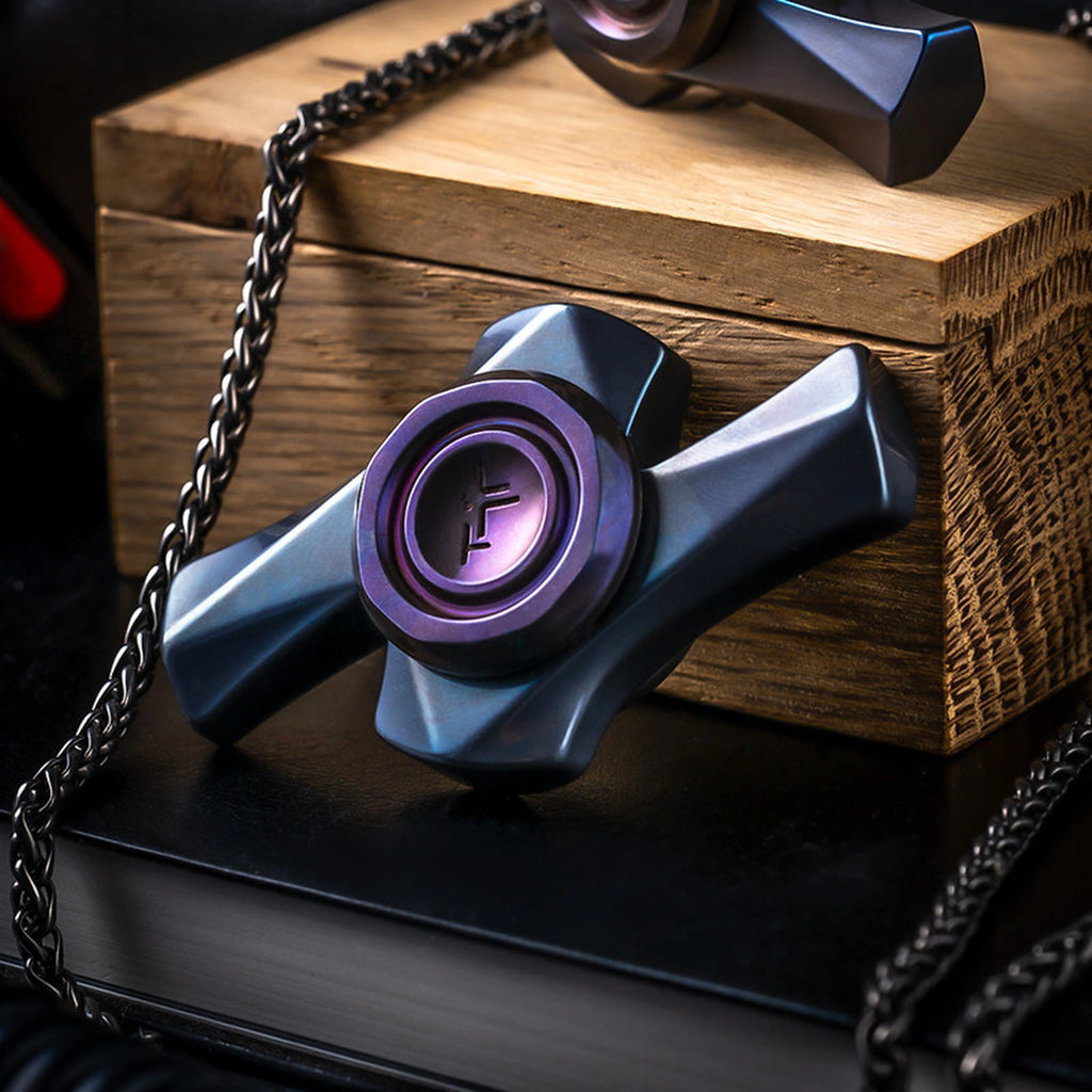 Fidget Spinner with Two-Lobe Titanium Body and Faceted Wing Design product view 2