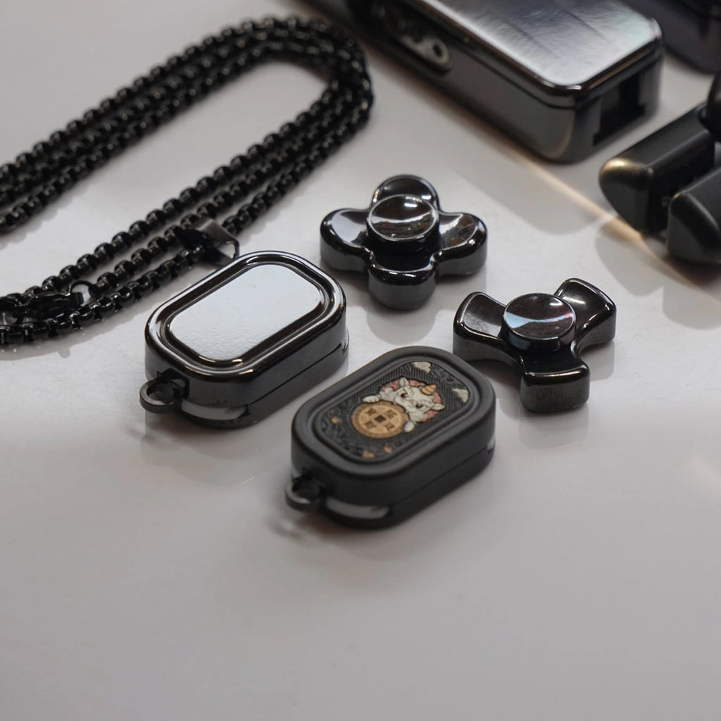 mini zirconium Pixiu engraved fidget slider pendant product view 2
