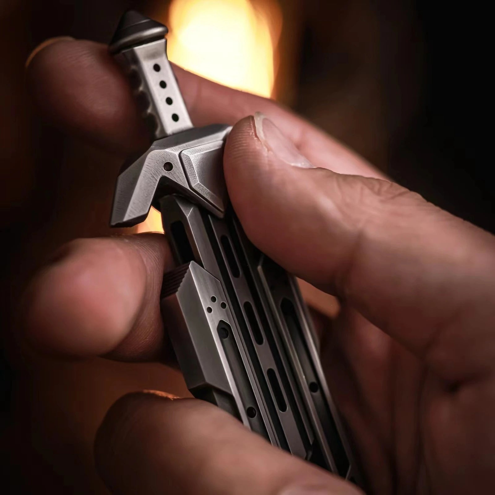 polished zirconium sword-shaped mechanical fidget slider product view 2
