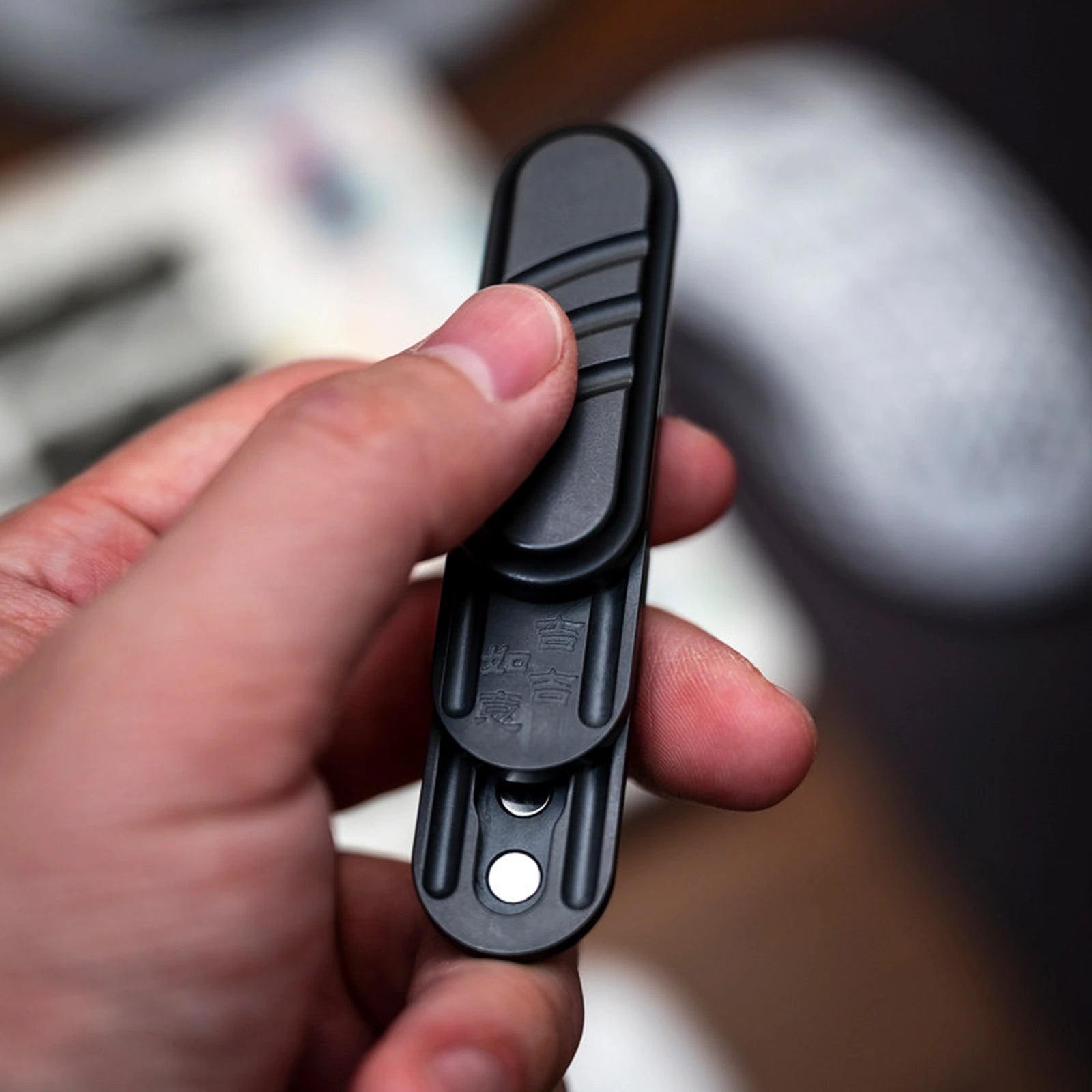 engraved titanium magnetic fidget slider product view 2