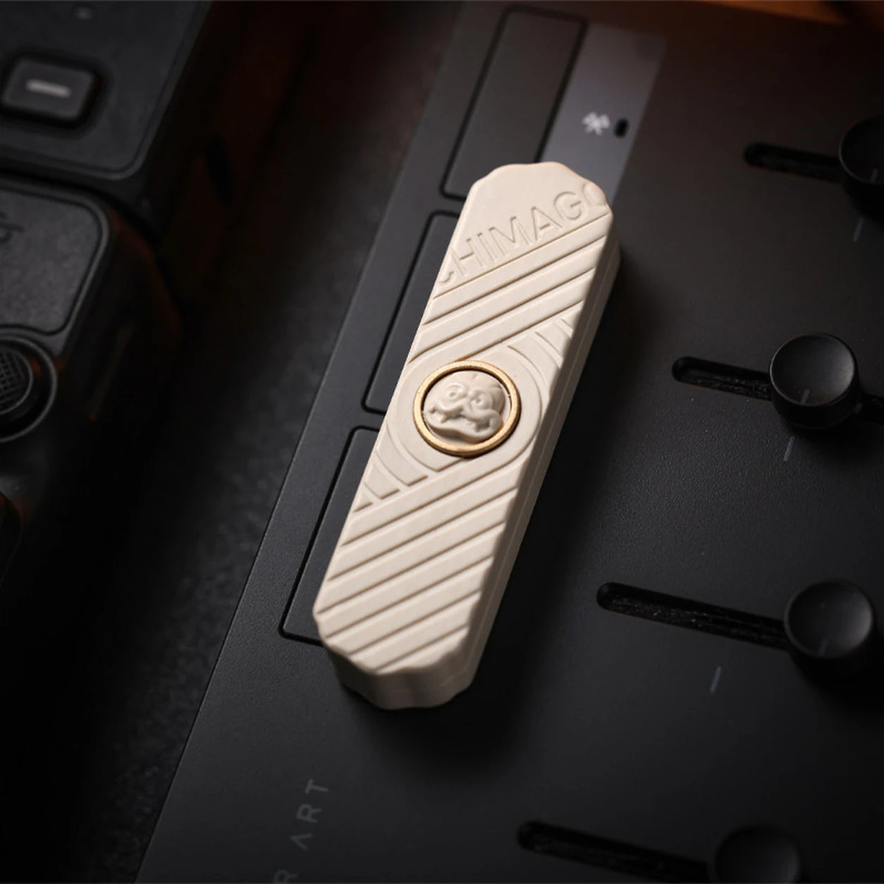 Hada Mechanical Fidget Slider – PEI, PEEK & Titanium EDC Toy – Natural PEEK variant
