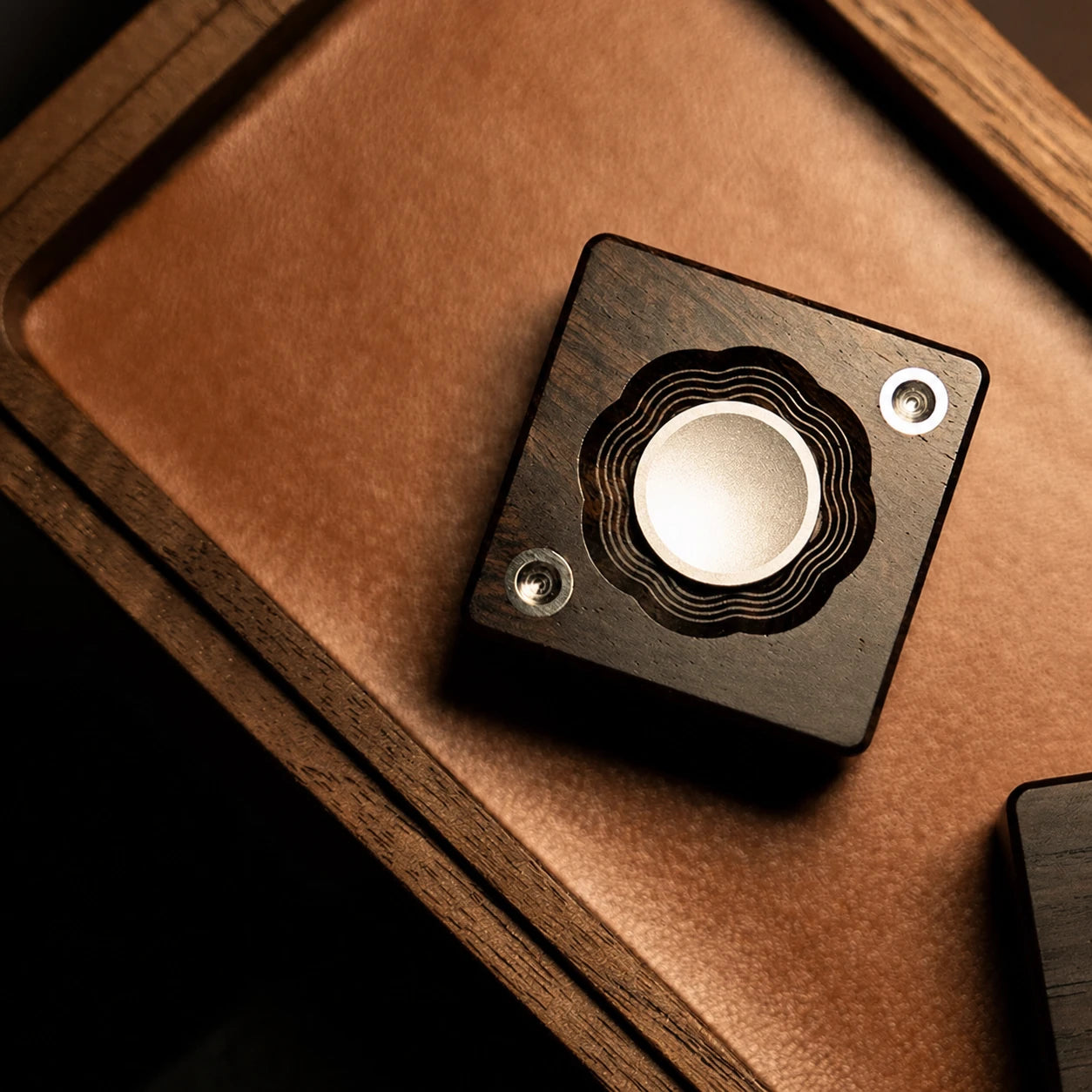 Ebony Wood Fidget Spinner – Brass & PEI Square EDC Rotor – main product image 3