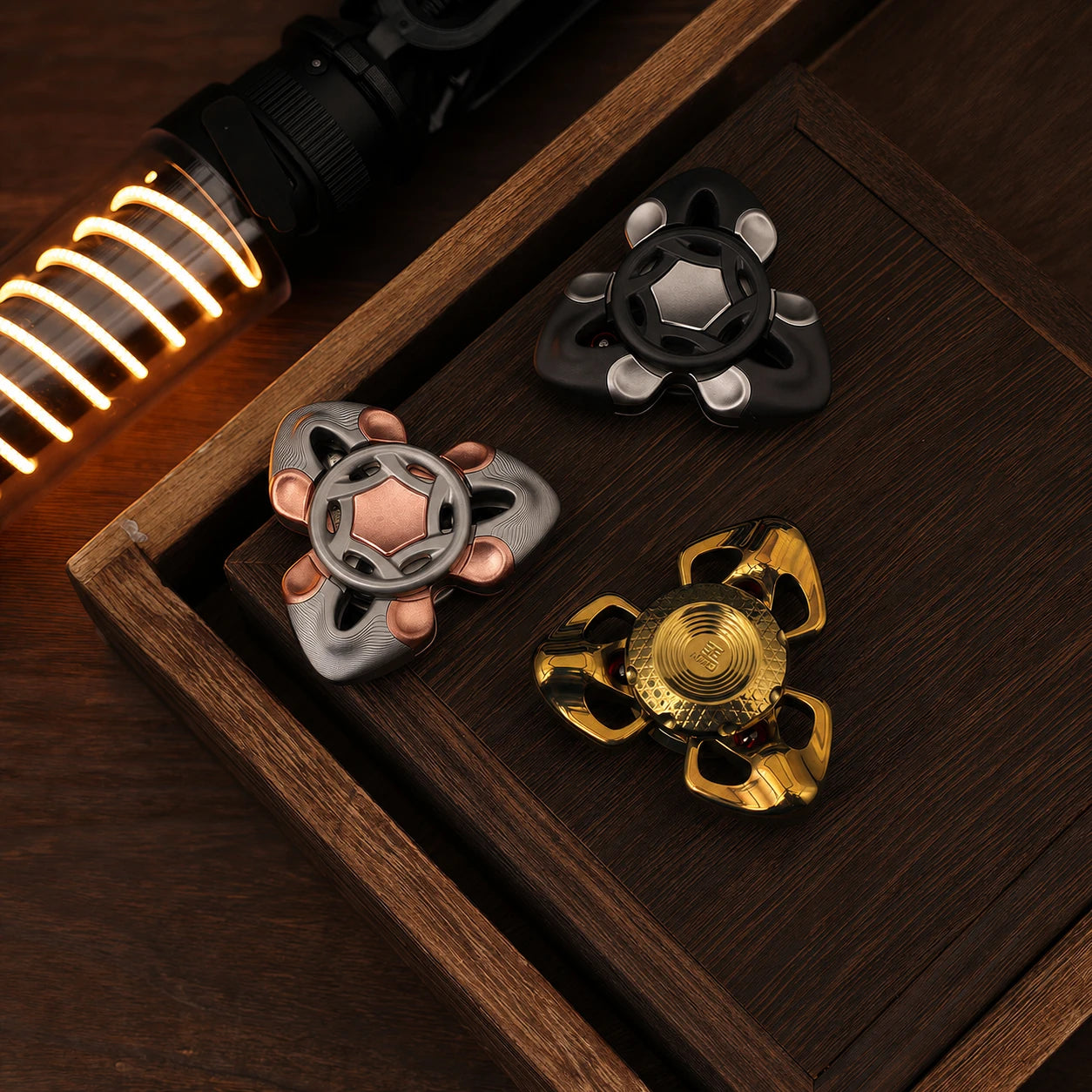 Snake Pattern Metal Fidget Spinner – Ceramic Finish EDC Toy – main product image 3