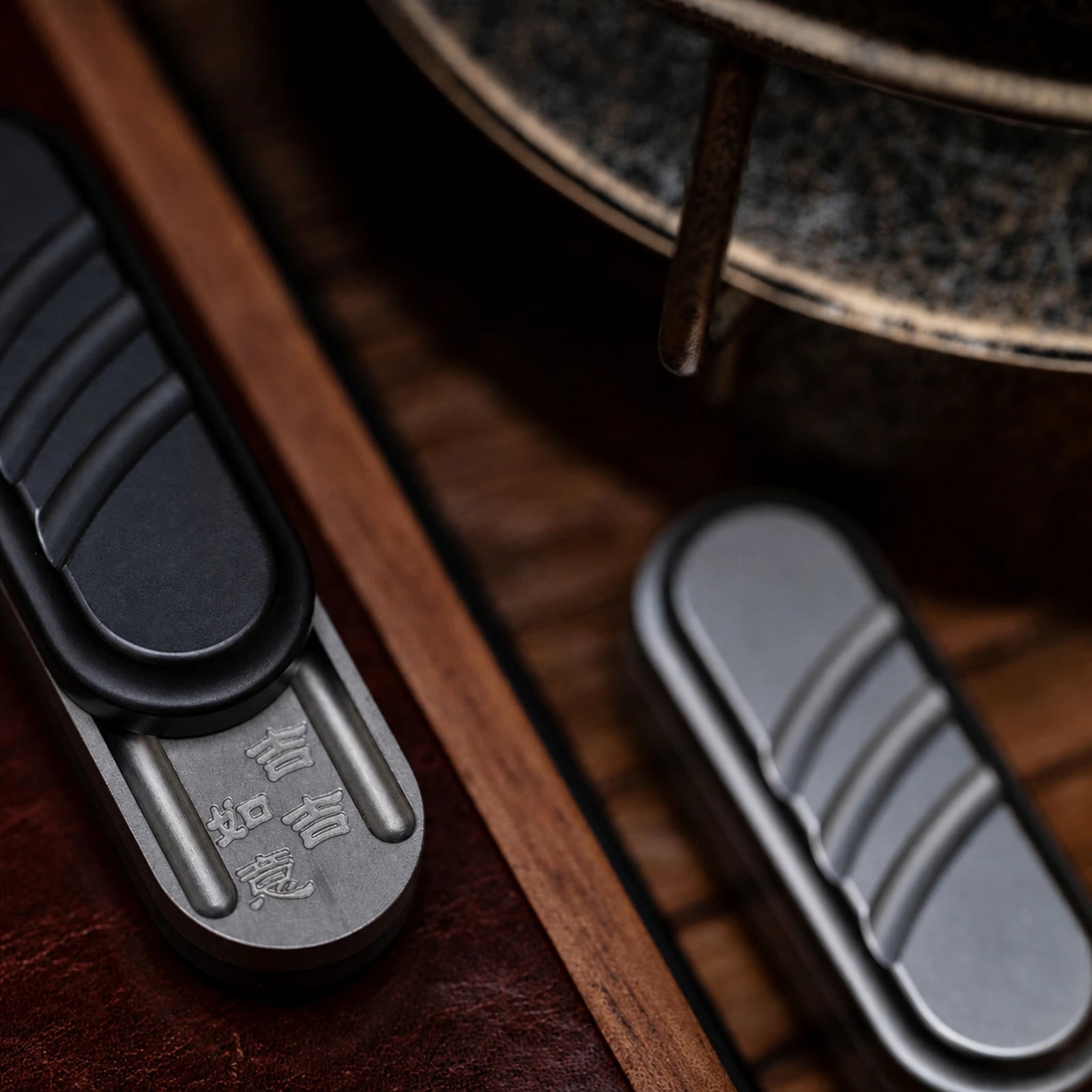 engraved titanium magnetic fidget slider product view 3