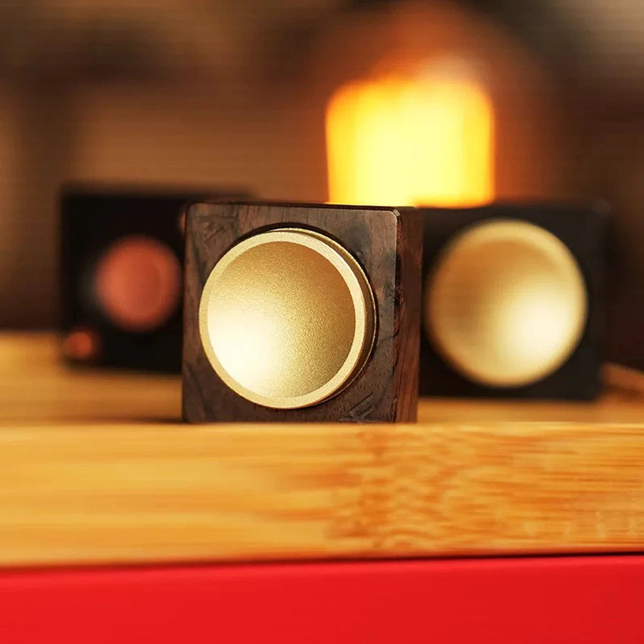 Ebony Wood Fidget Spinner – Brass & PEI Square EDC Rotor – main product image 4