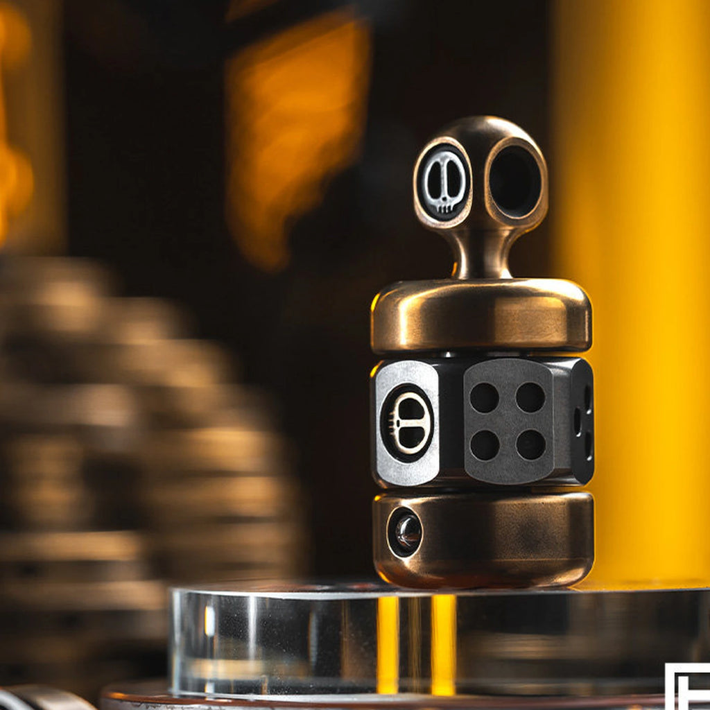 Compact pendant fidget toy with stacked rotating blocks on display