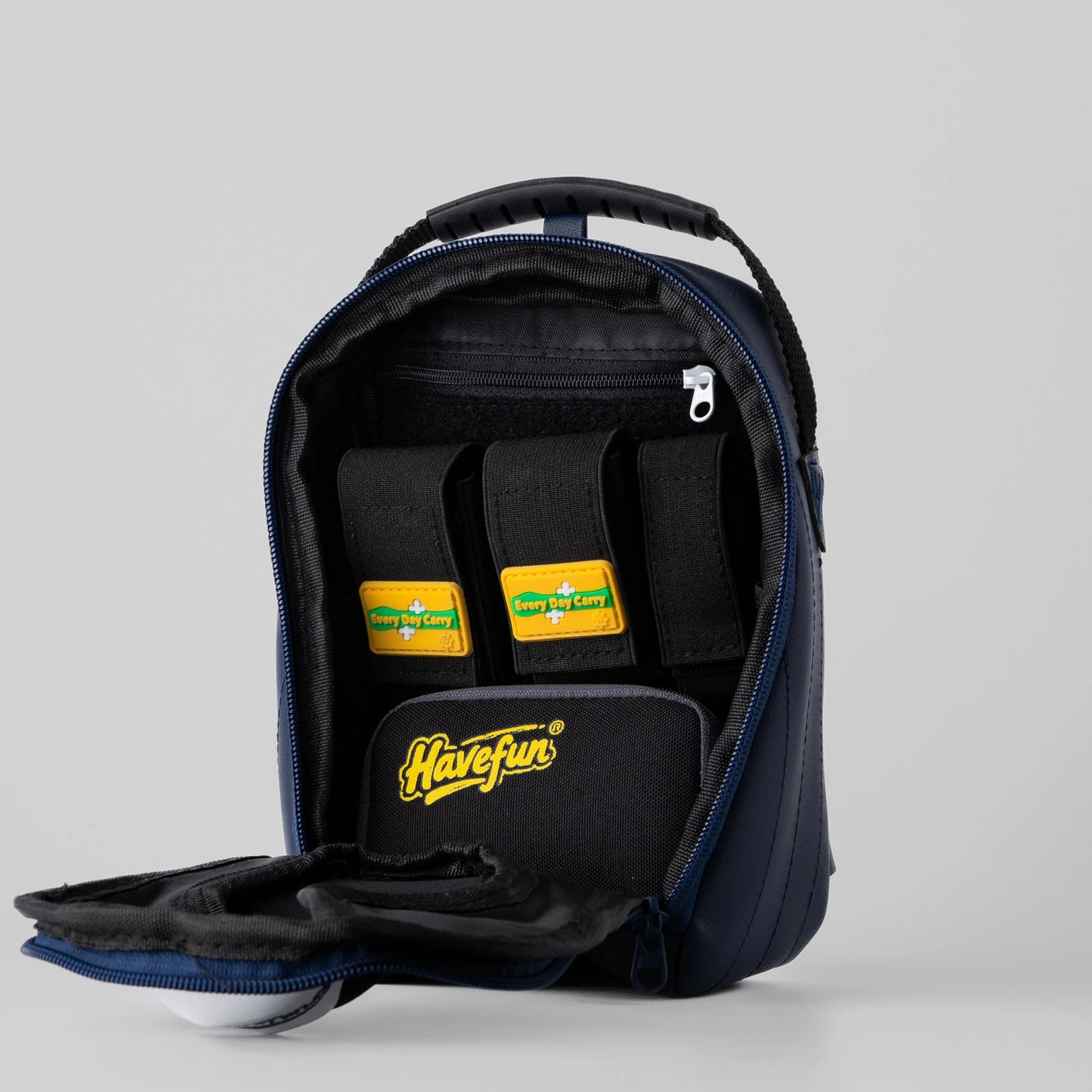 Open EDC organizer bag set with internal hook-and-loop pouches