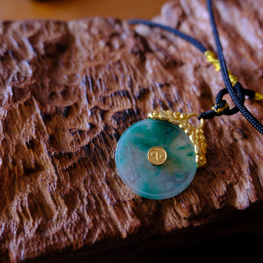 Green Quartzite Jade Pendant – Rotating Guardian Coin Necklace – main product image 5