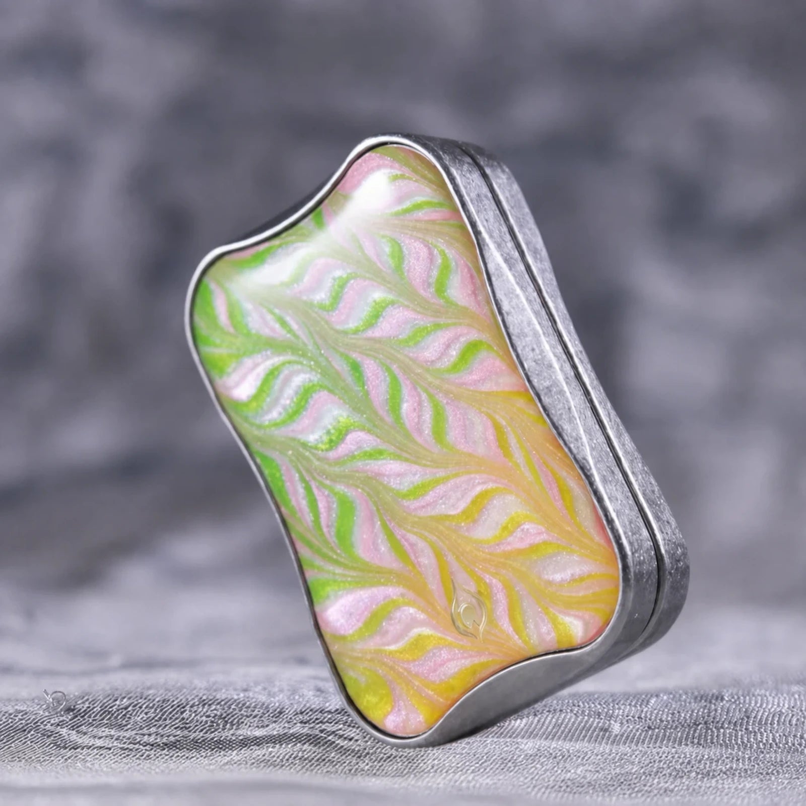 Floral Message metal fidget slider in pink green and yellow