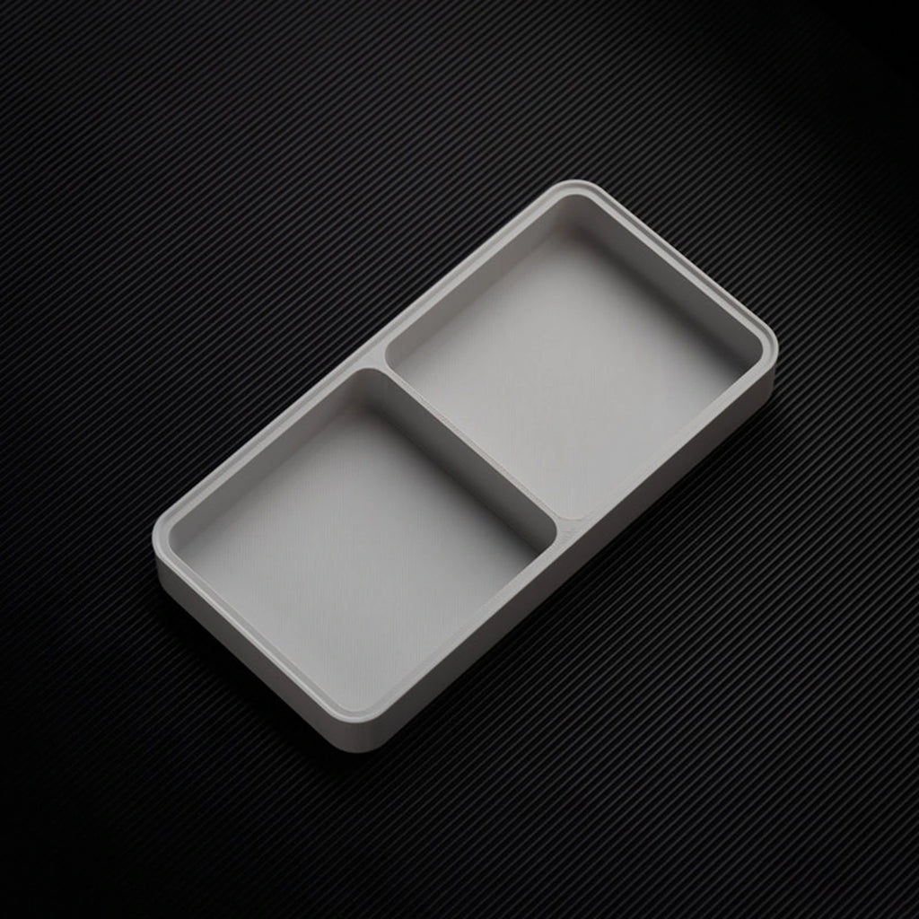 Light Gray stackable organizer tray with 2 compartments layout