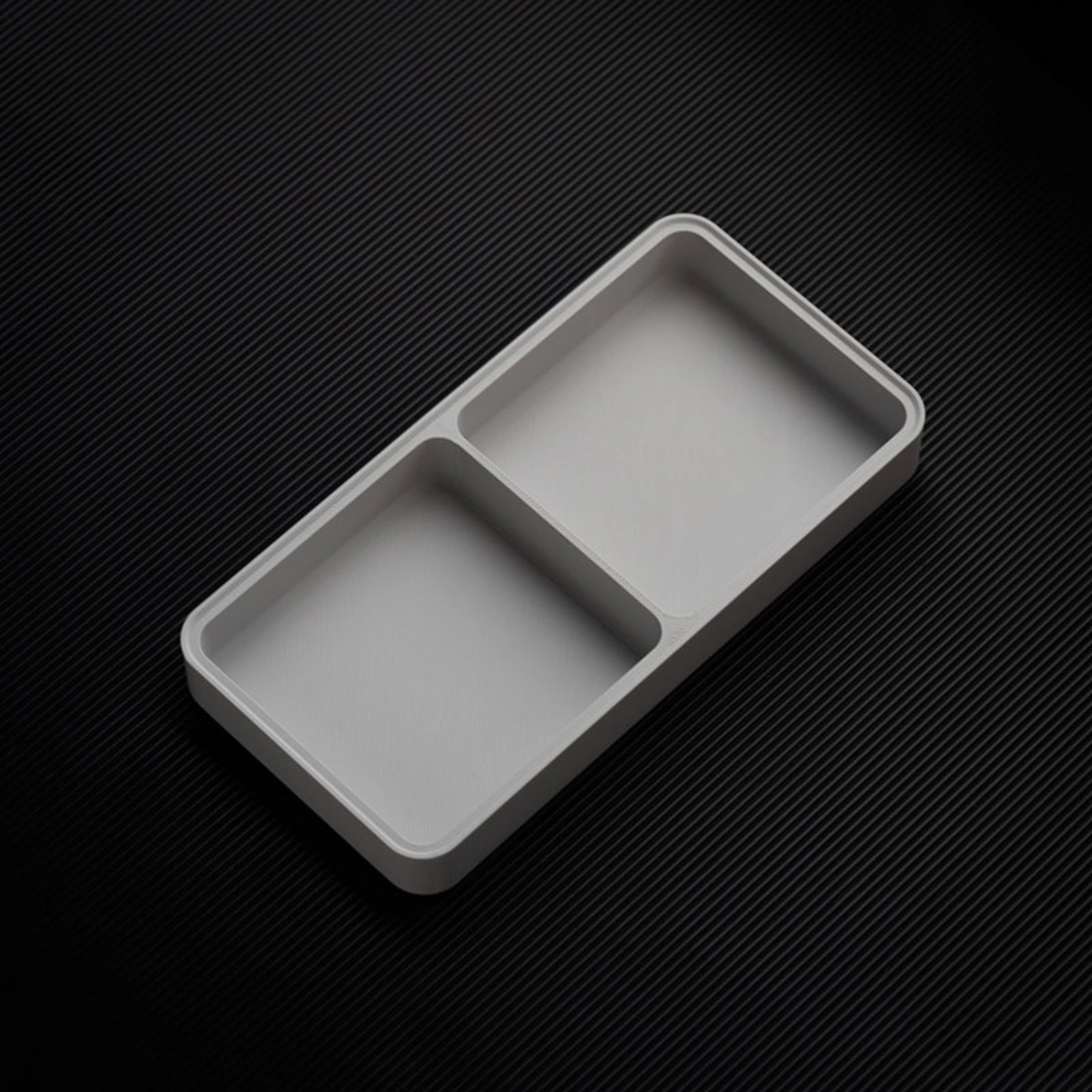 Light Gray stackable organizer tray with 2 compartments layout