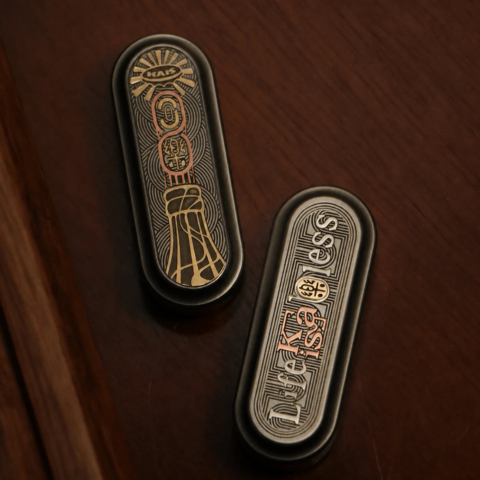 engraved titanium magnetic fidget slider selected configuration