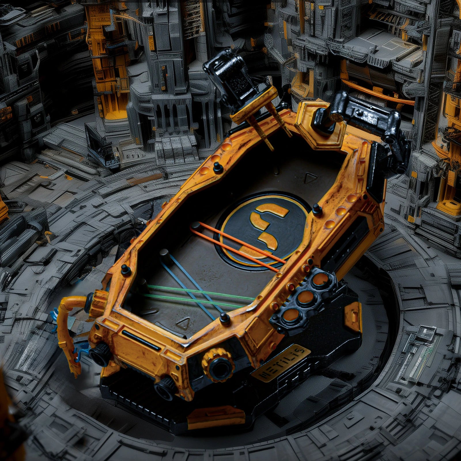 Yellow resin mechanical EDC display stand variant