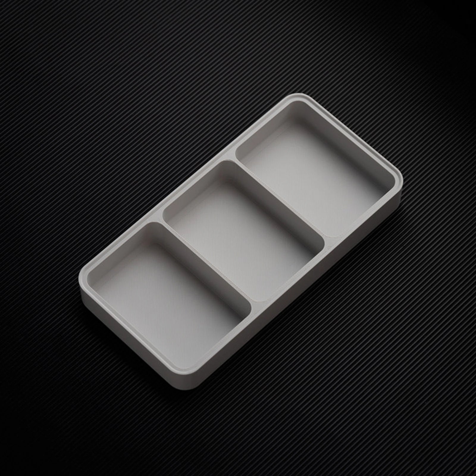 Light Gray stackable organizer tray with 3 compartments layout