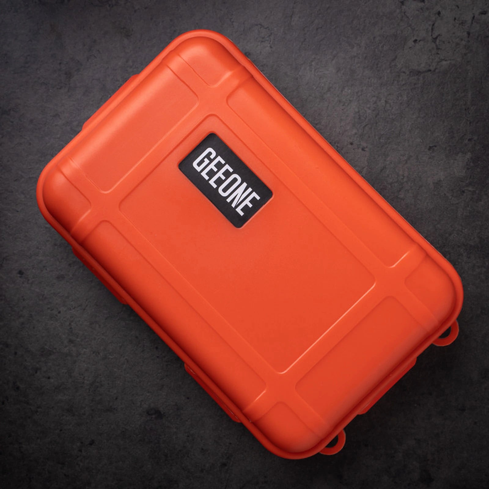 Orange large fidget toy storage case with molded hard-shell exterior