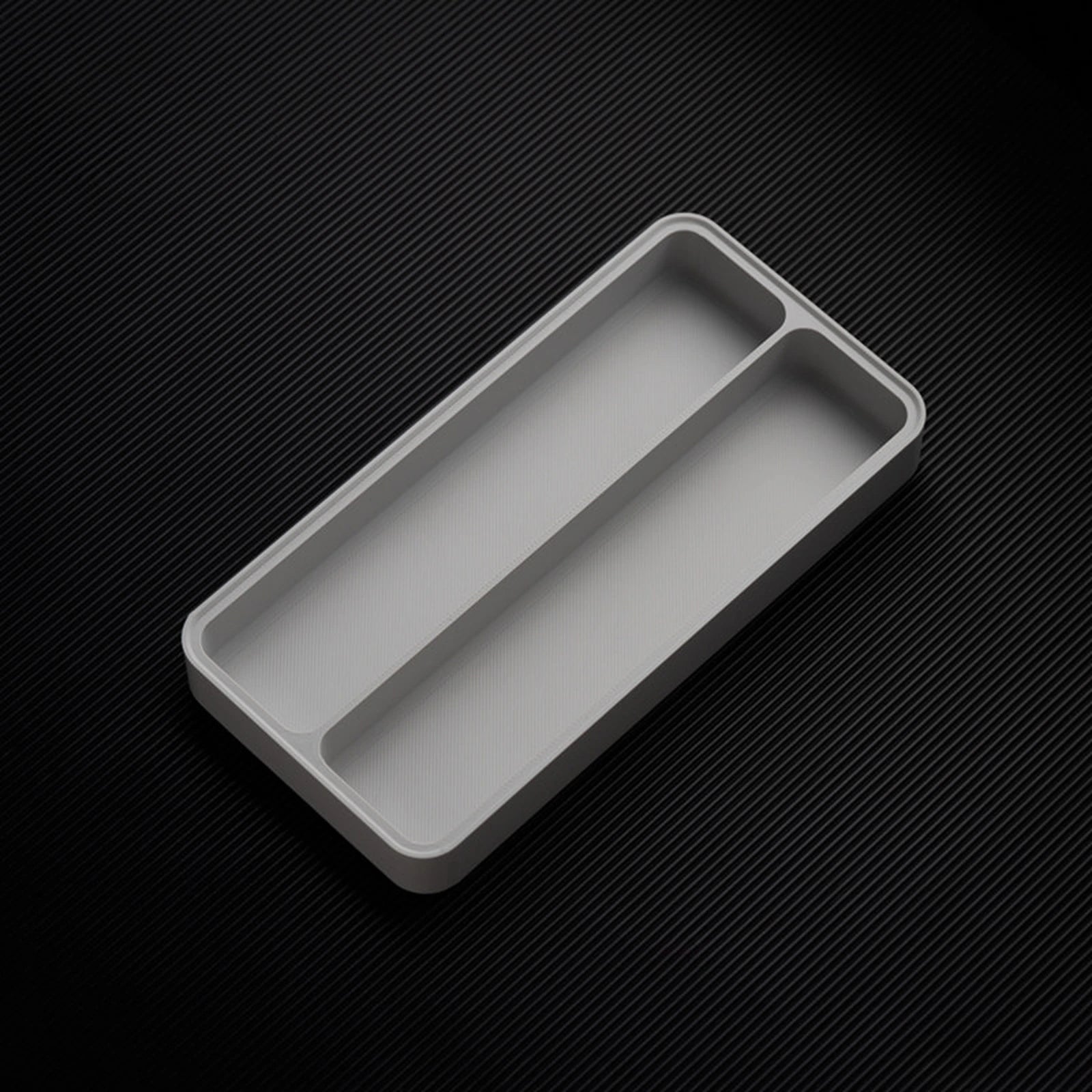 Light Gray stackable organizer tray with 2 channels layout