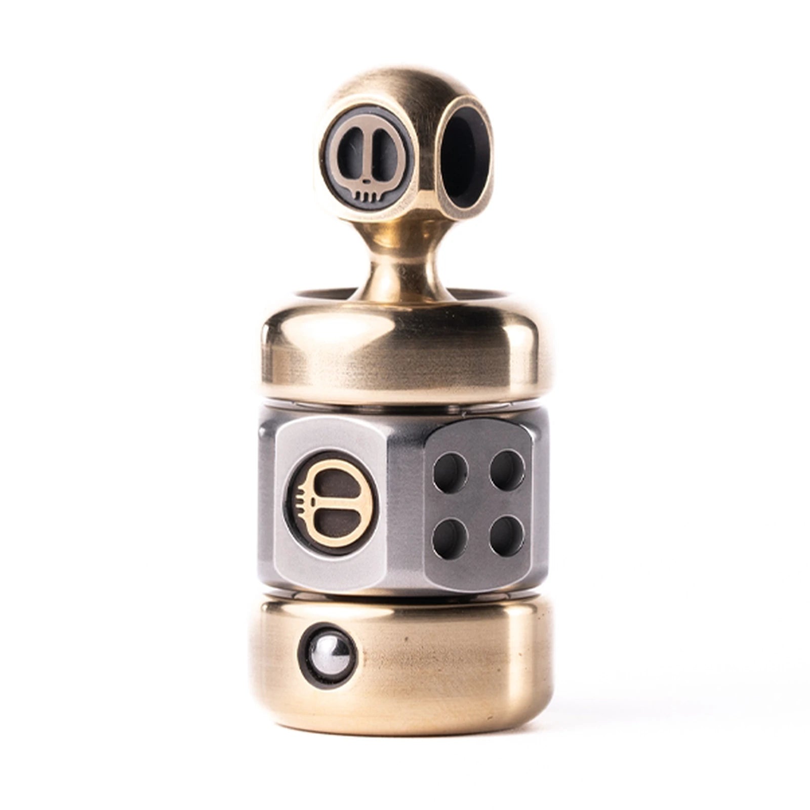 Magnetic ratchet fidget toy in pendant / brass + stainless steel configuration