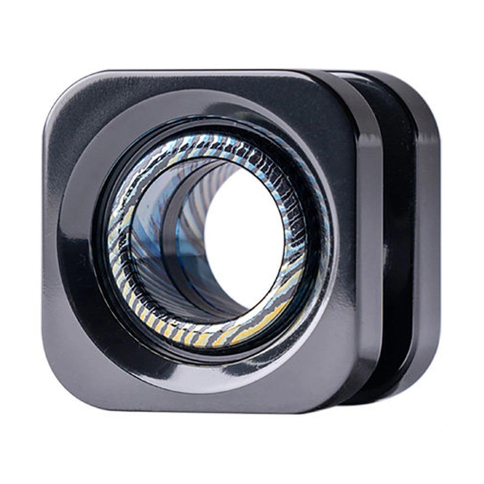 Polished zirconium square bead with patterned zirconium inner ring