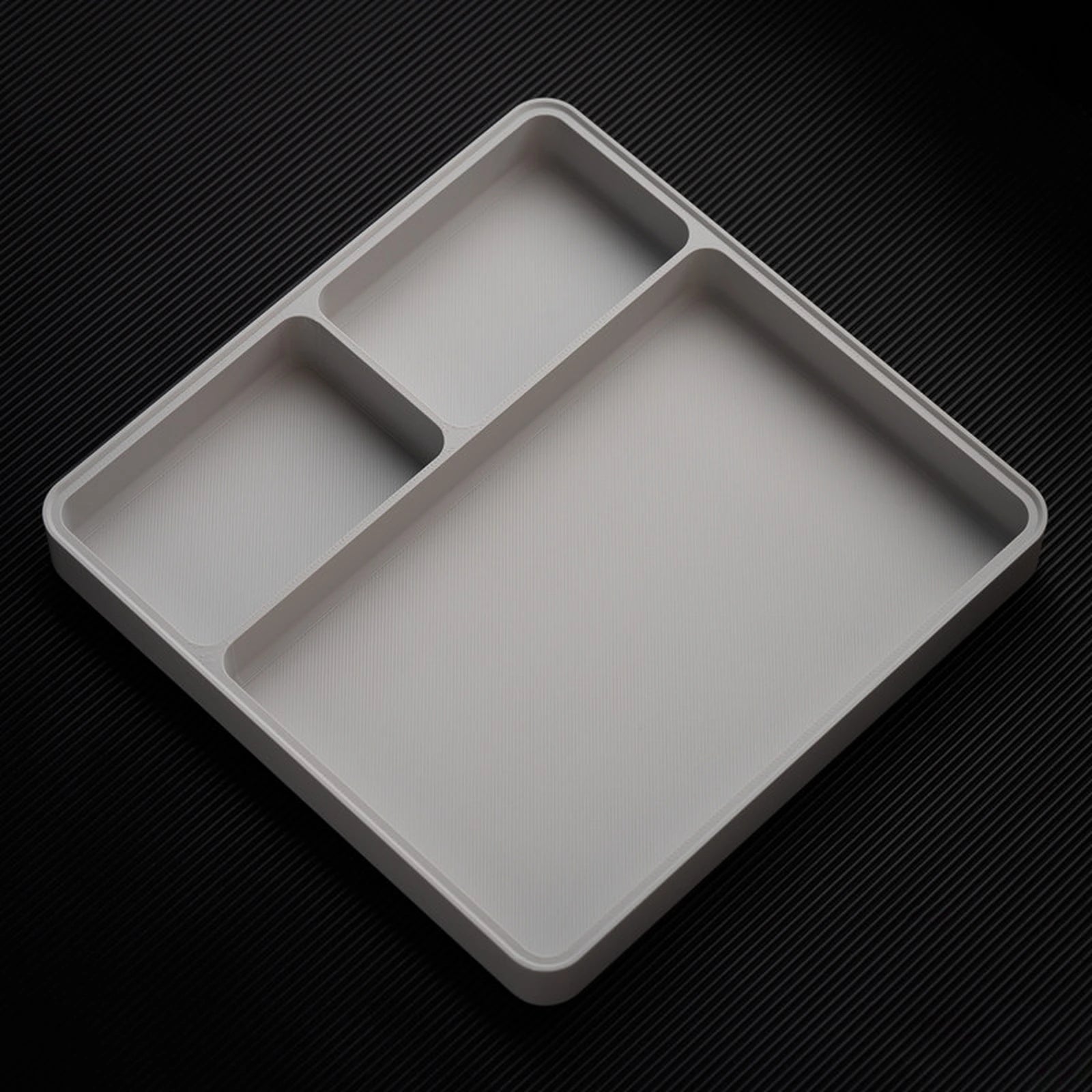 Light Gray stackable organizer tray with t layout layout