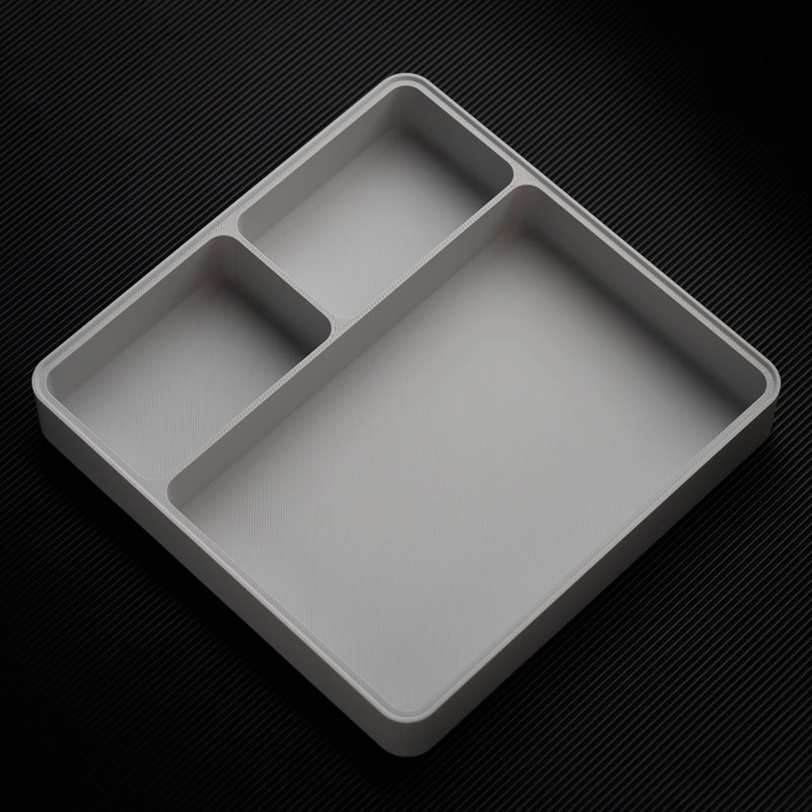 Light Gray stackable organizer tray with raised t layout layout