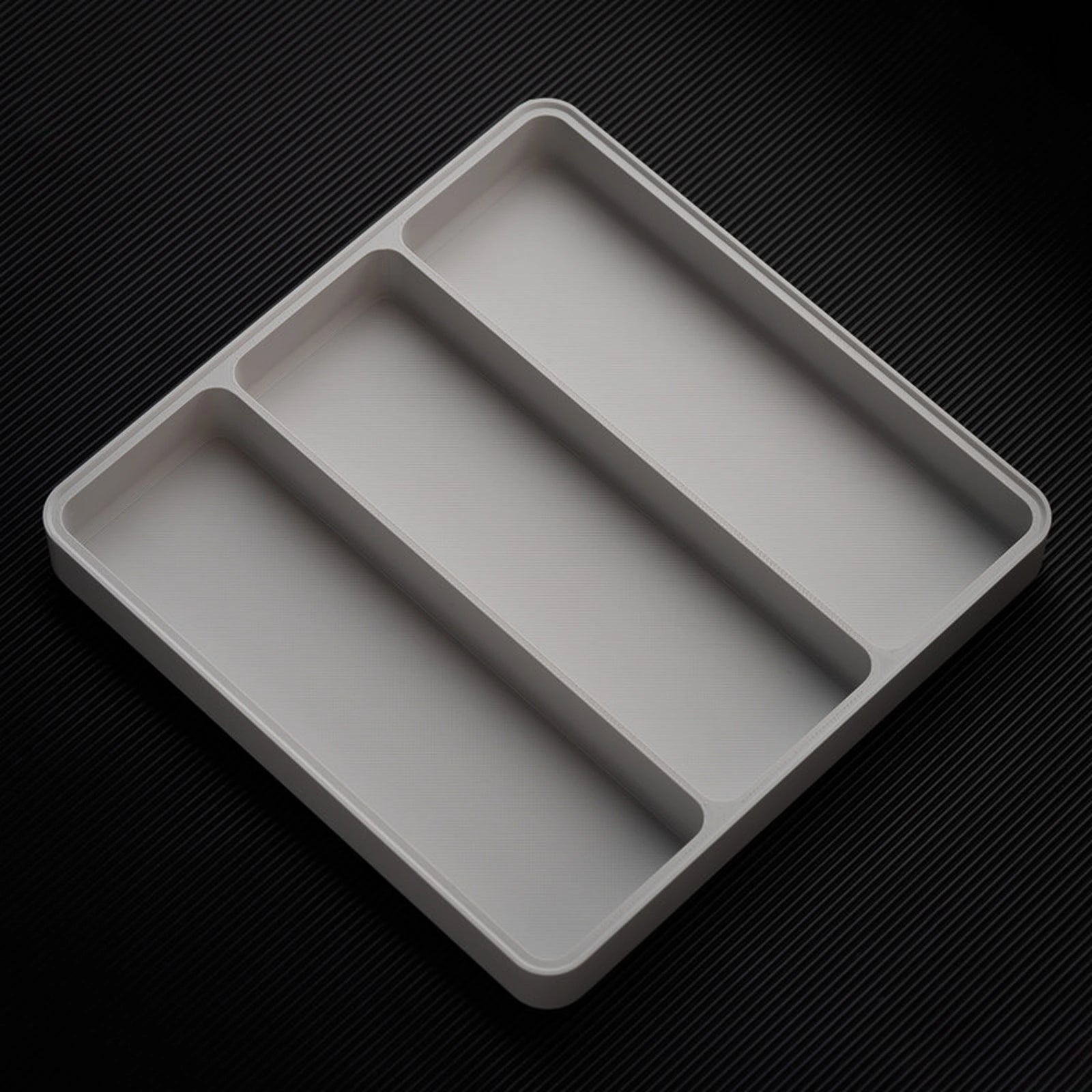 Light Gray stackable organizer tray with 3 channels layout