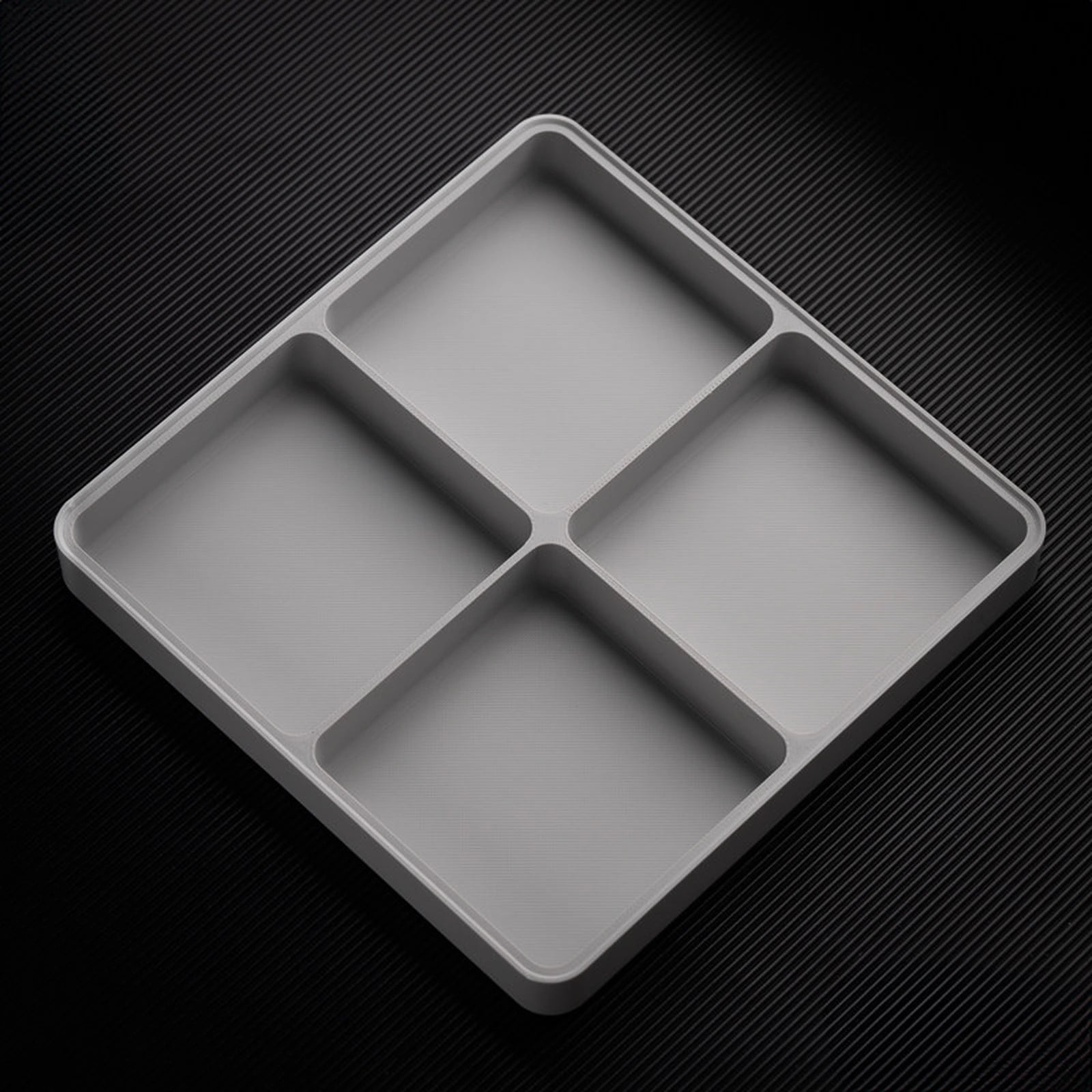 Light Gray stackable organizer tray with 4 compartments layout