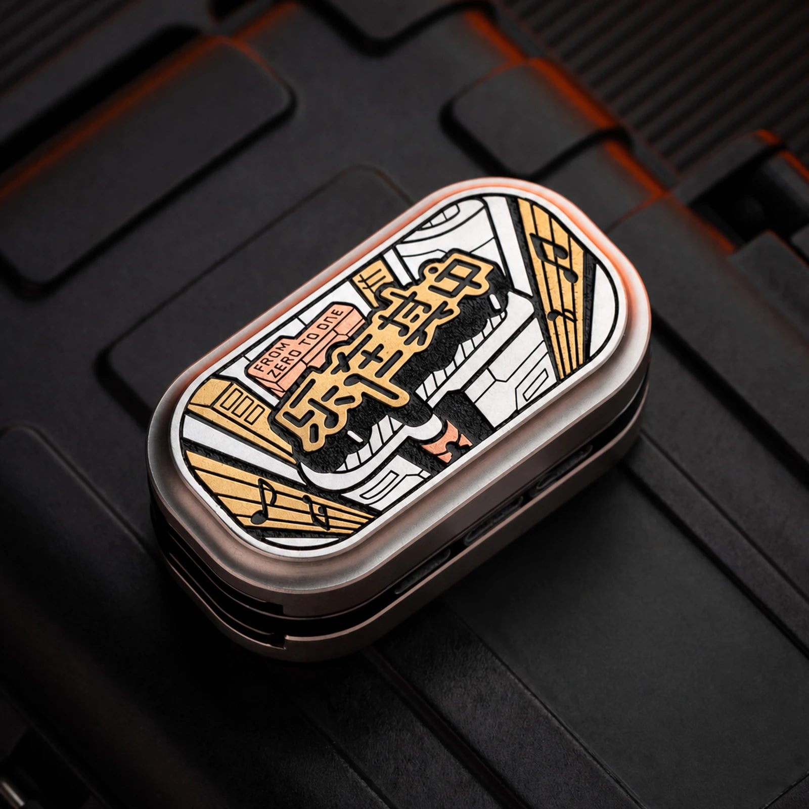 Modular fidget slider option: Stainless Steel and Zirconium Tuning Fork Edition