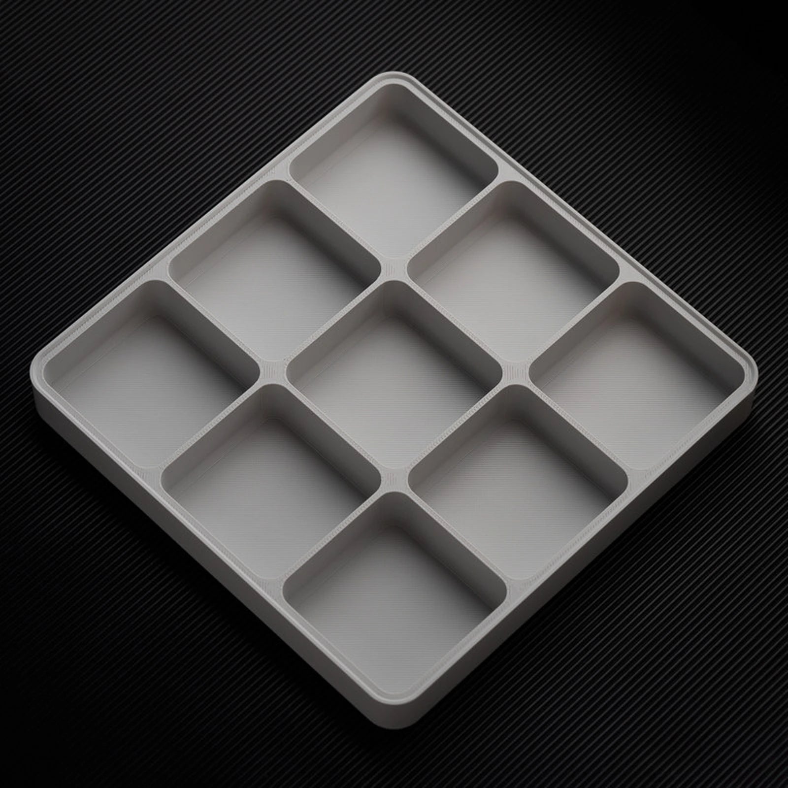 Light Gray stackable organizer tray with 9 compartments layout