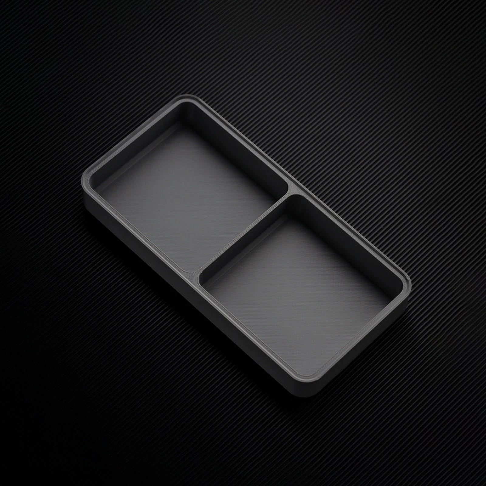 Dark Gray stackable organizer tray with 2 compartments layout