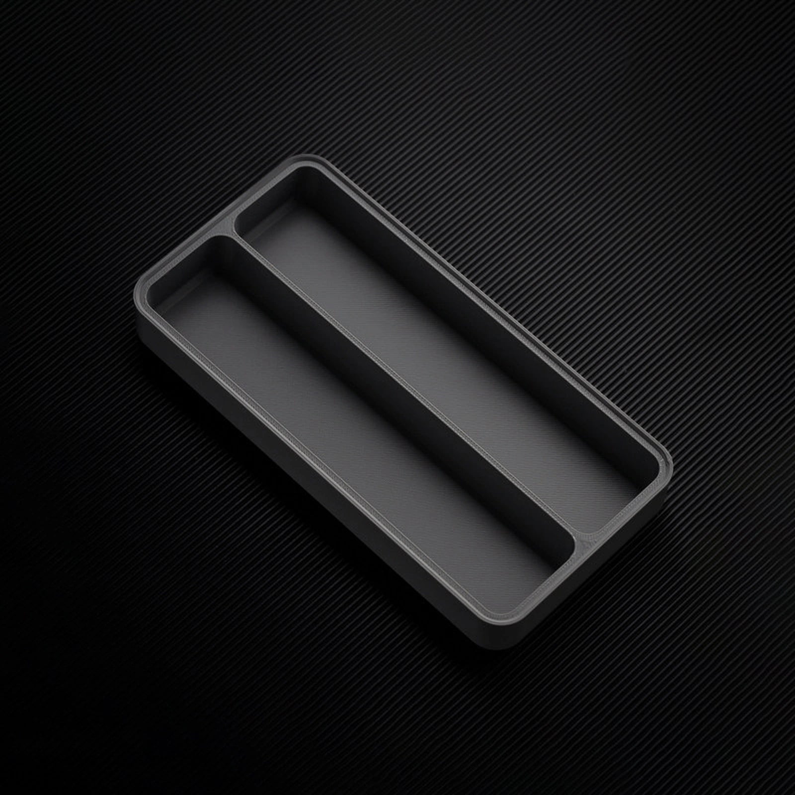 Dark Gray stackable organizer tray with 2 channels layout
