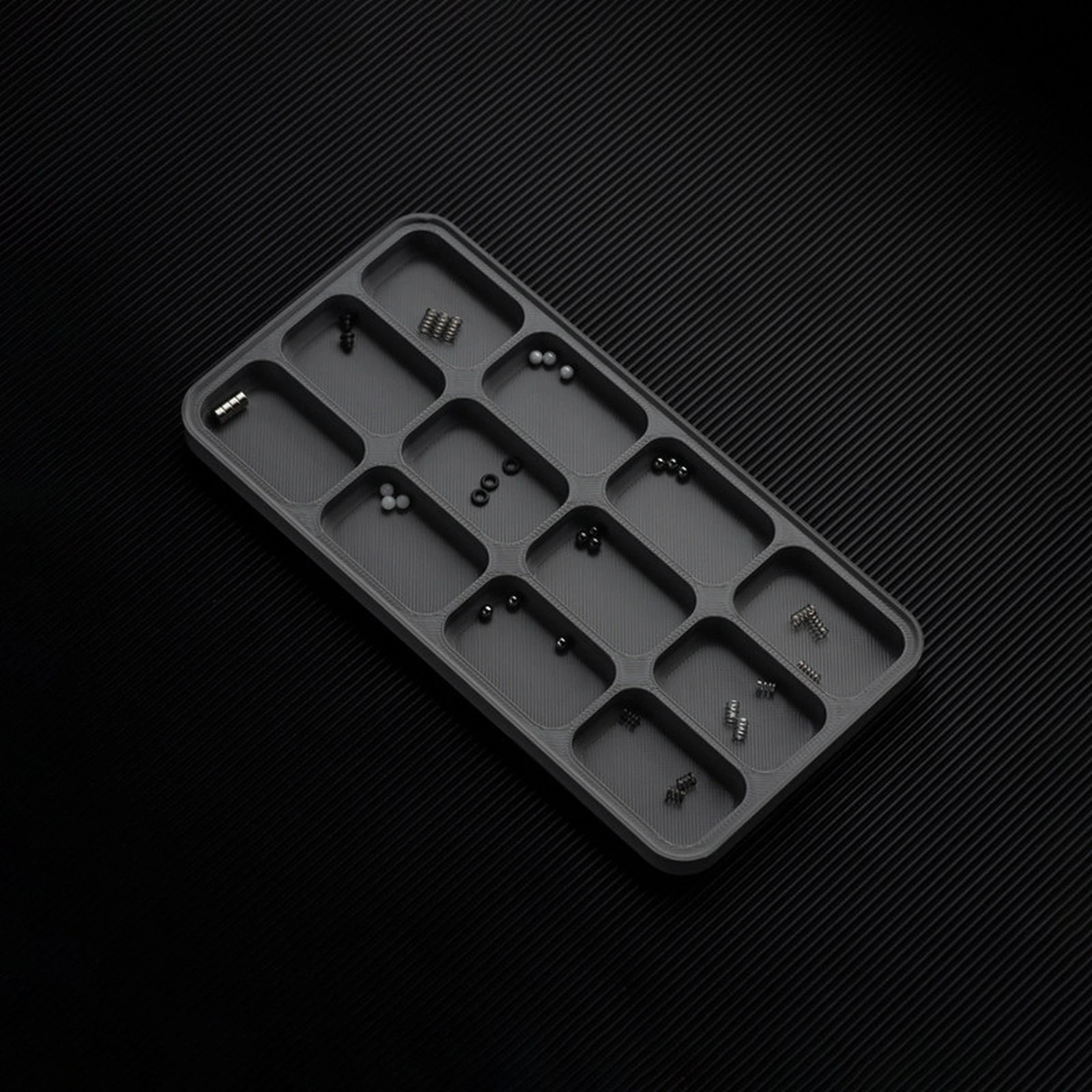 Dark Gray stackable organizer tray with low 12 compartments layout