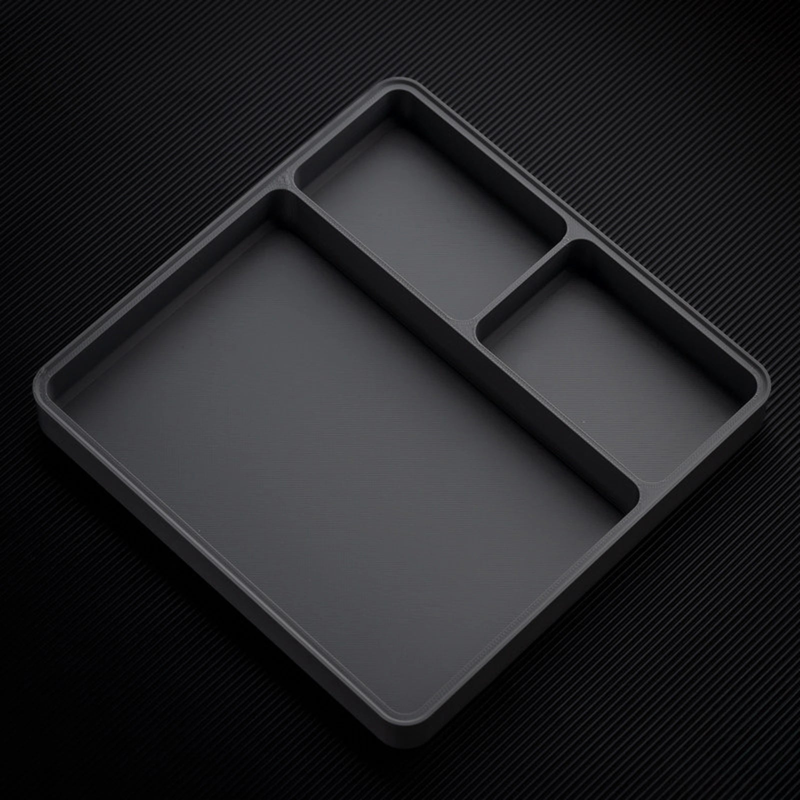 Dark Gray stackable organizer tray with t layout layout