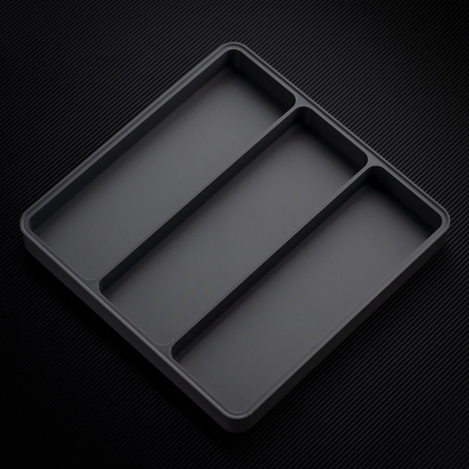 Dark Gray stackable organizer tray with 3 channels layout
