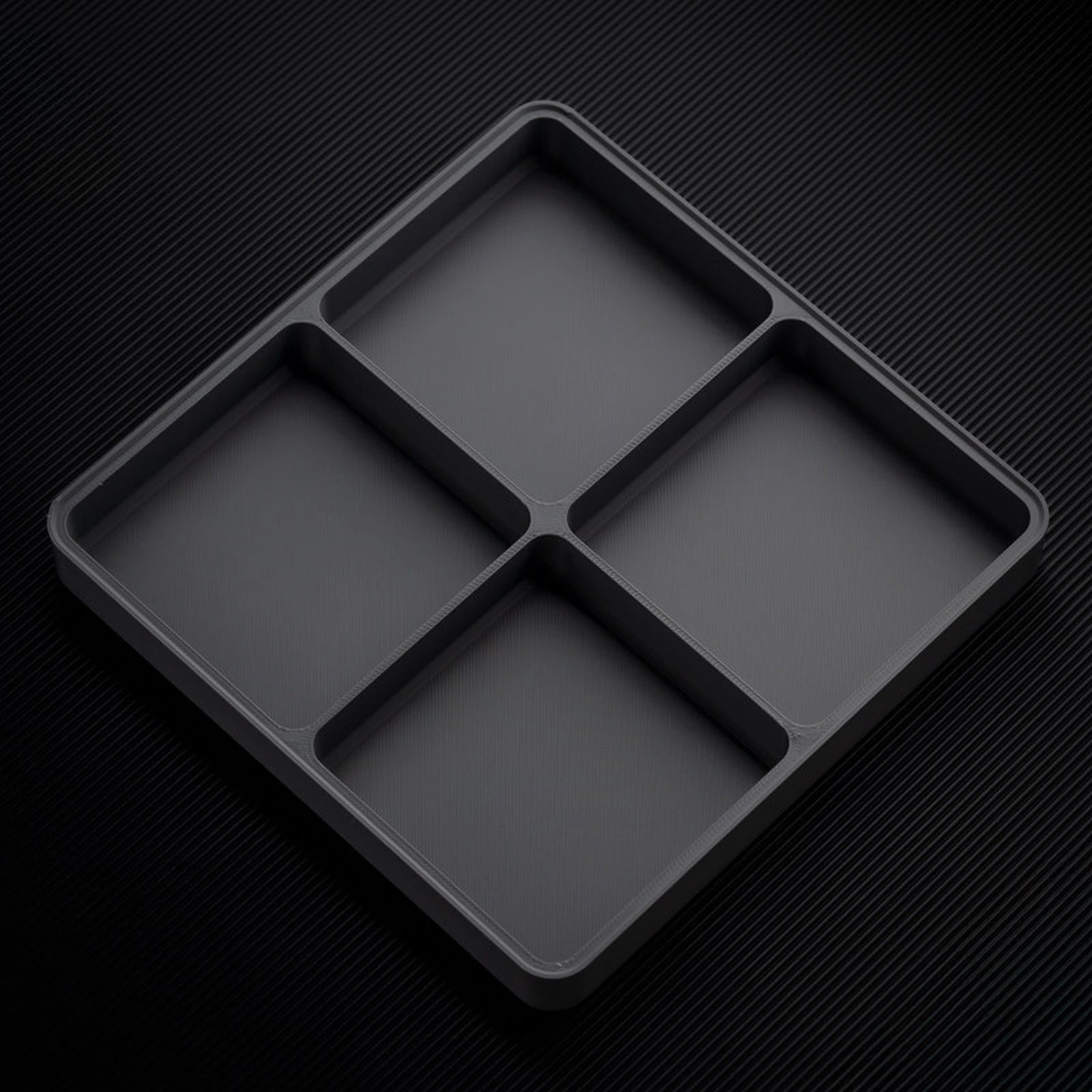 Dark Gray stackable organizer tray with 4 compartments layout