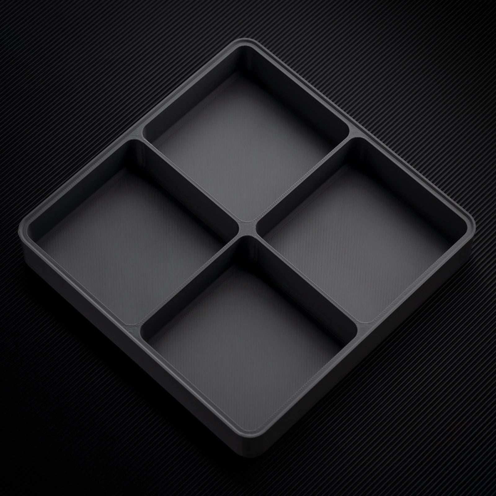 Dark Gray stackable organizer tray with raised 4 compartments layout