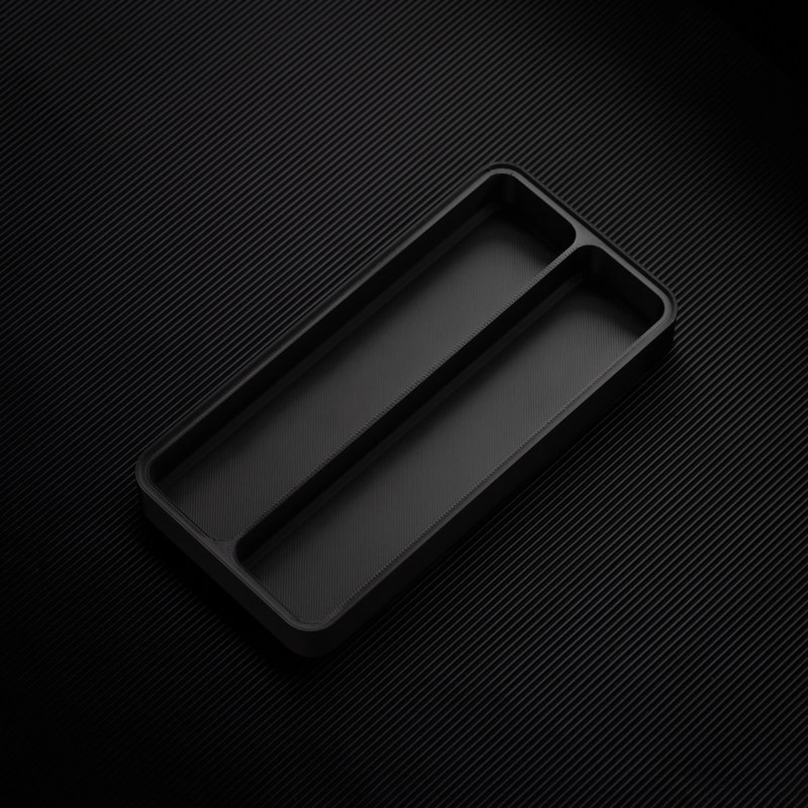 Black stackable organizer tray with 2 channels layout