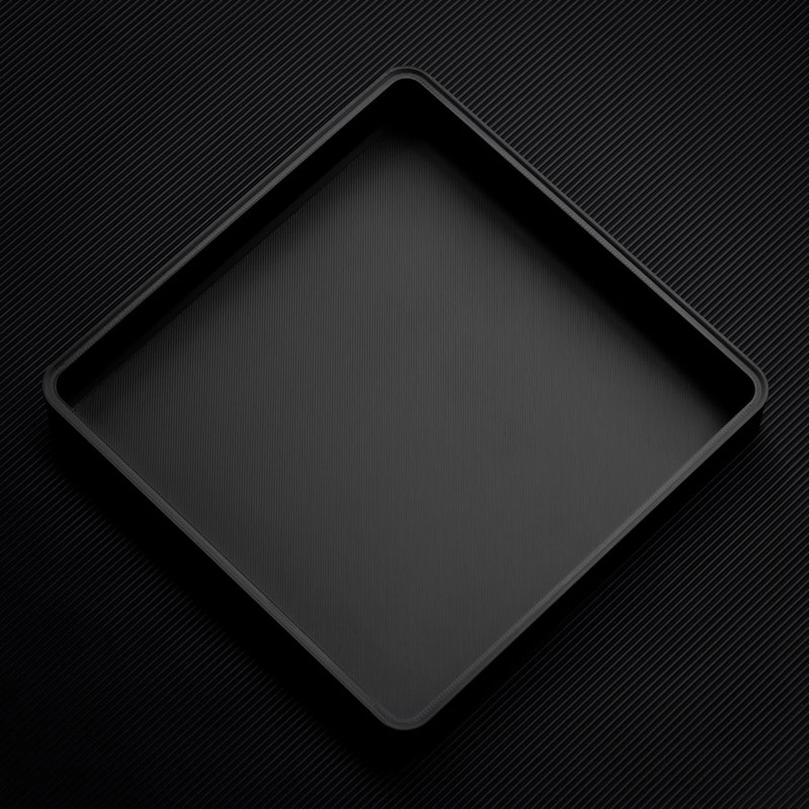Black stackable organizer tray with raised open tray layout