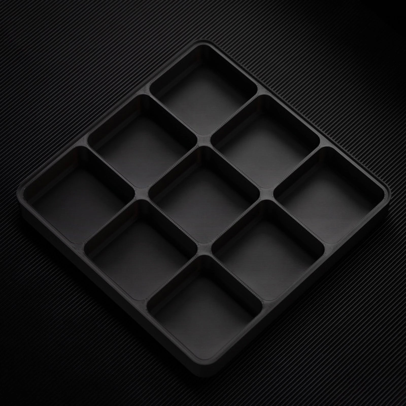 Black stackable organizer tray with 9 compartments layout