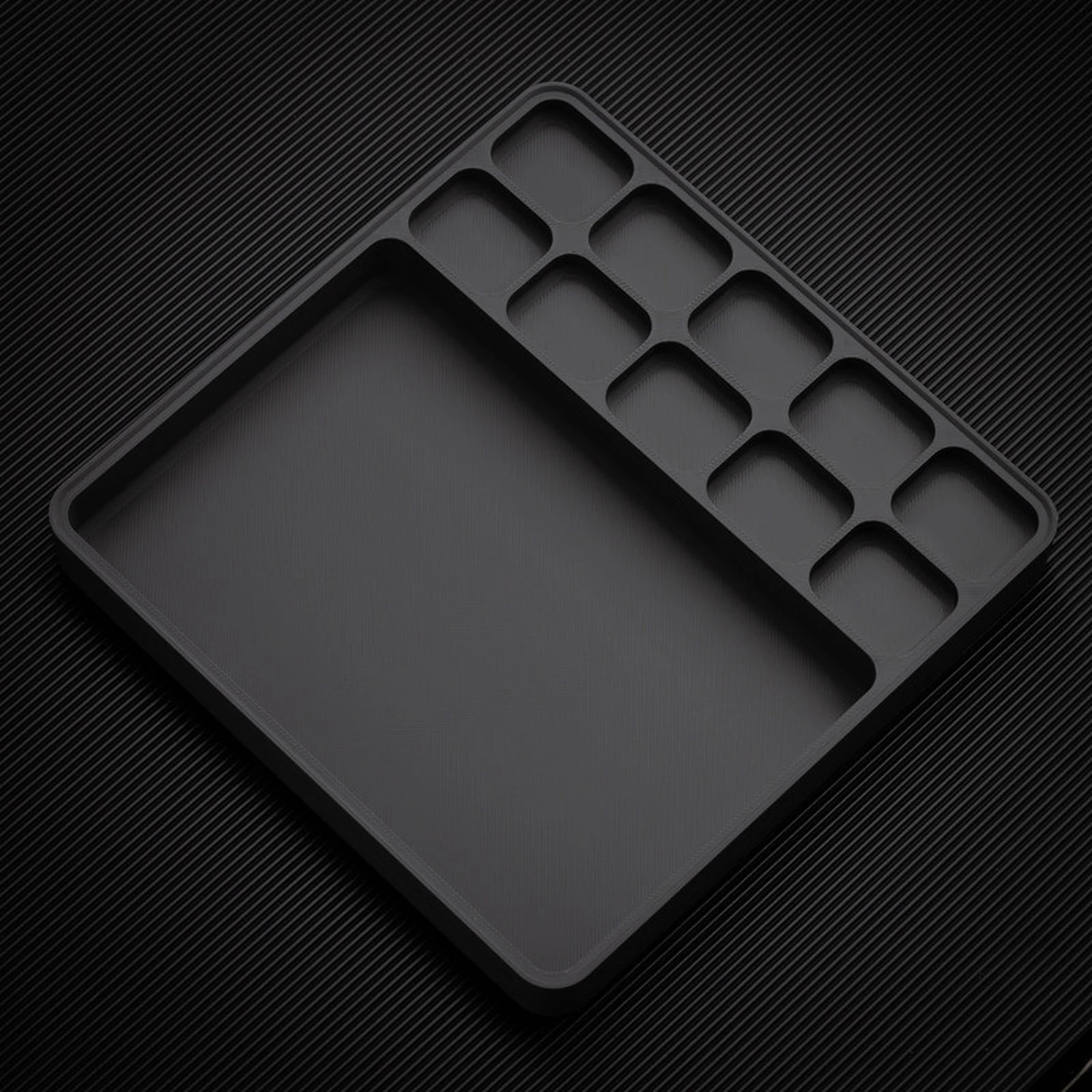 Dark Gray stackable organizer tray with 16 x 16 workbench layout